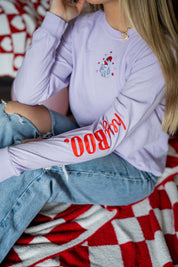 Embroidered/Printed (center&sd) - Hey Boo (Valentine Ghost) - LONG SLEEVE Comfort Colors Tee Little Mama Shirt Shop