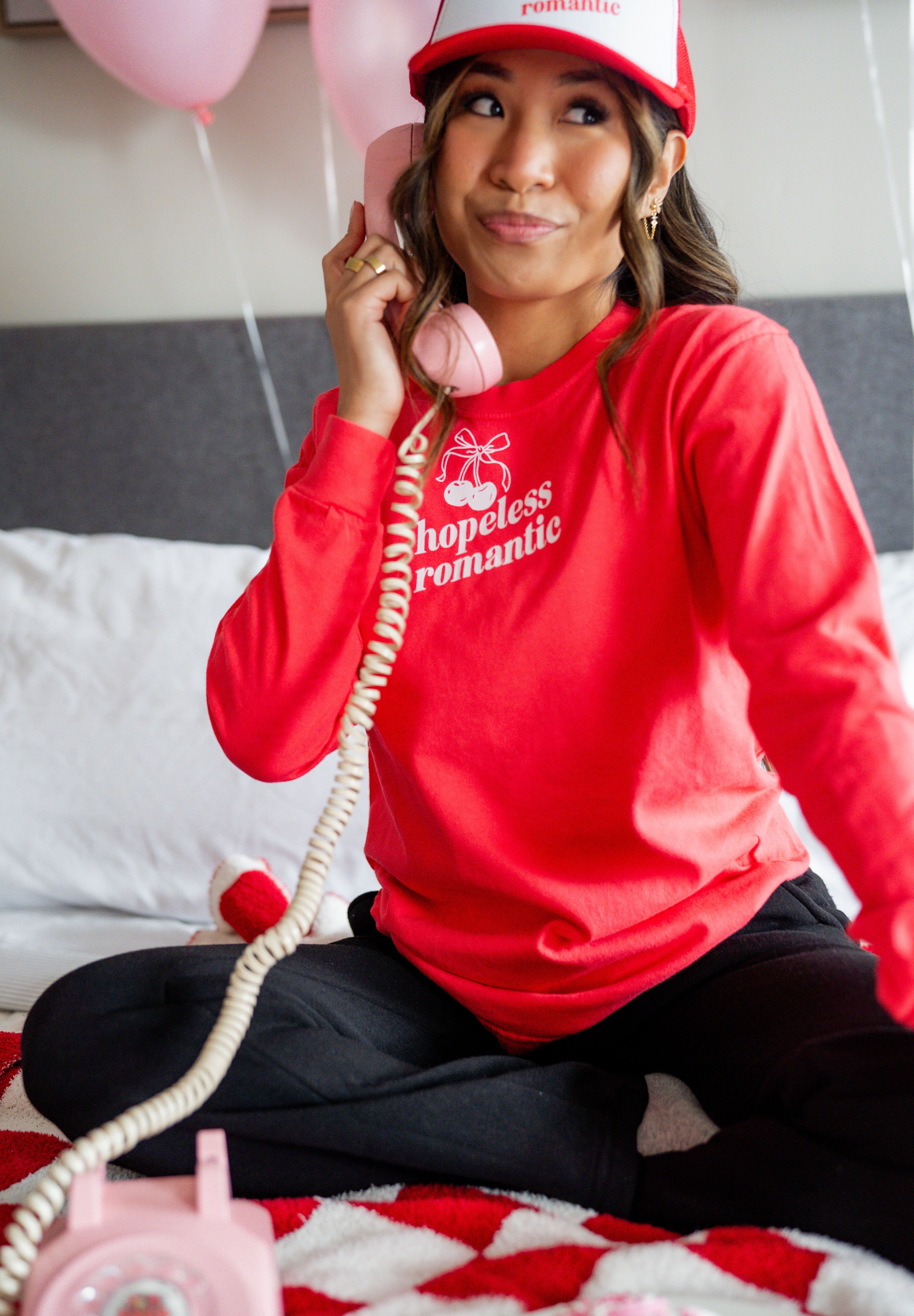 Hopeless Romantic (center&sd) - Long Sleeve Comfort Colors Tee Little Mama Shirt Shop