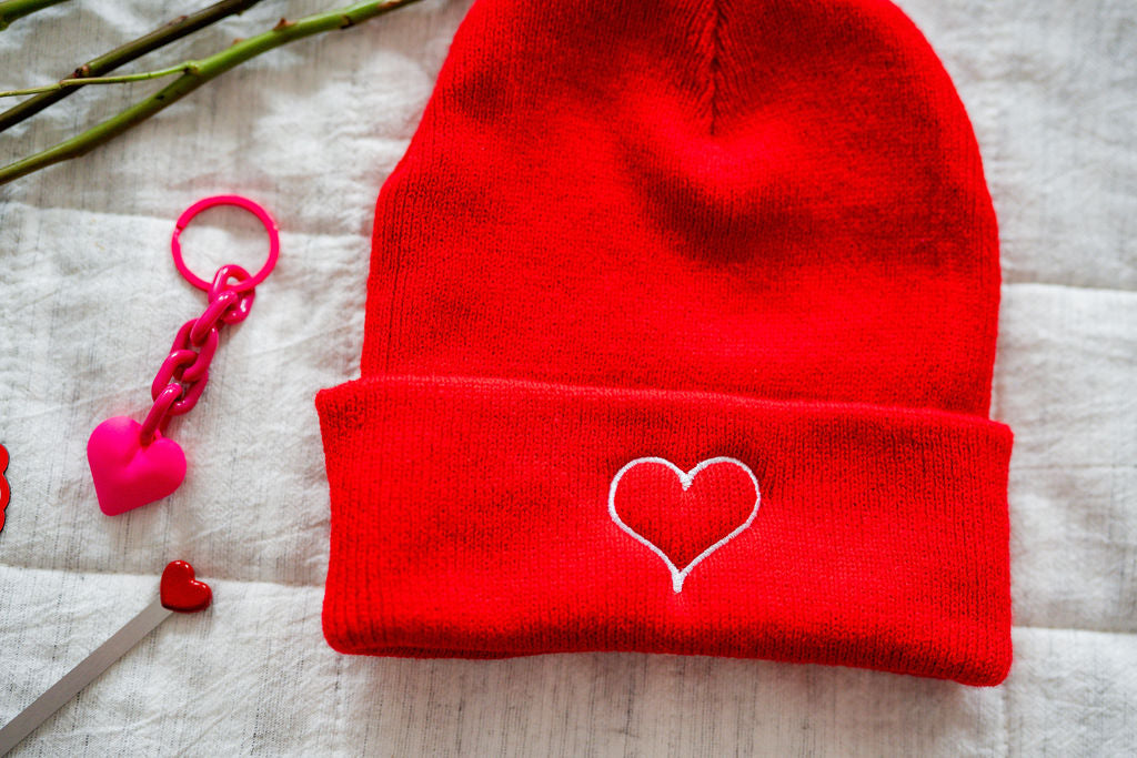 Valentine Heart Outline - Child Beanie Little Mama Shirt Shop LLC