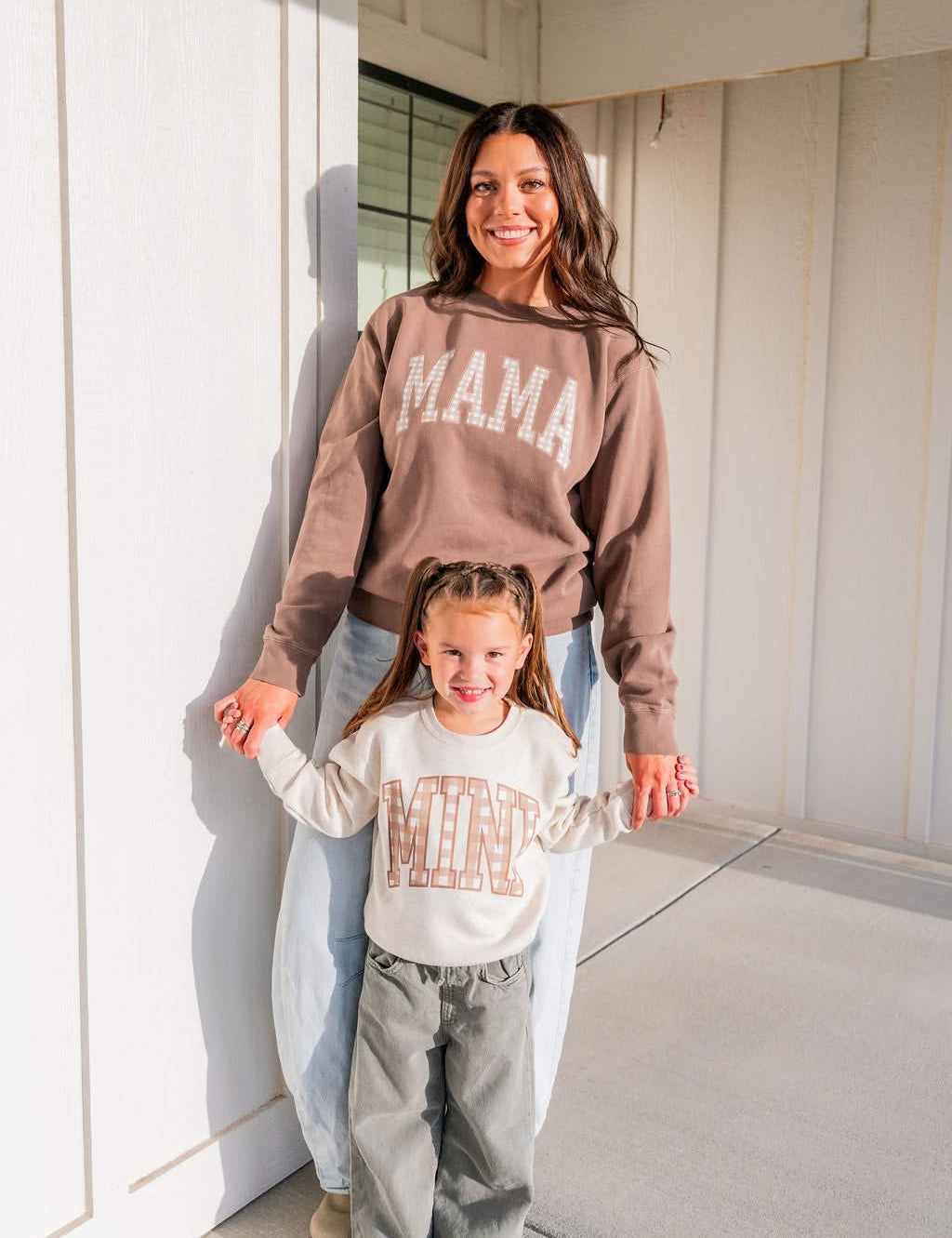 MINI Brown Gingham Elevated Fleece – Child Sweatshirt | Little Mama Shirt Shop Little Mama Shirt Shop LLC