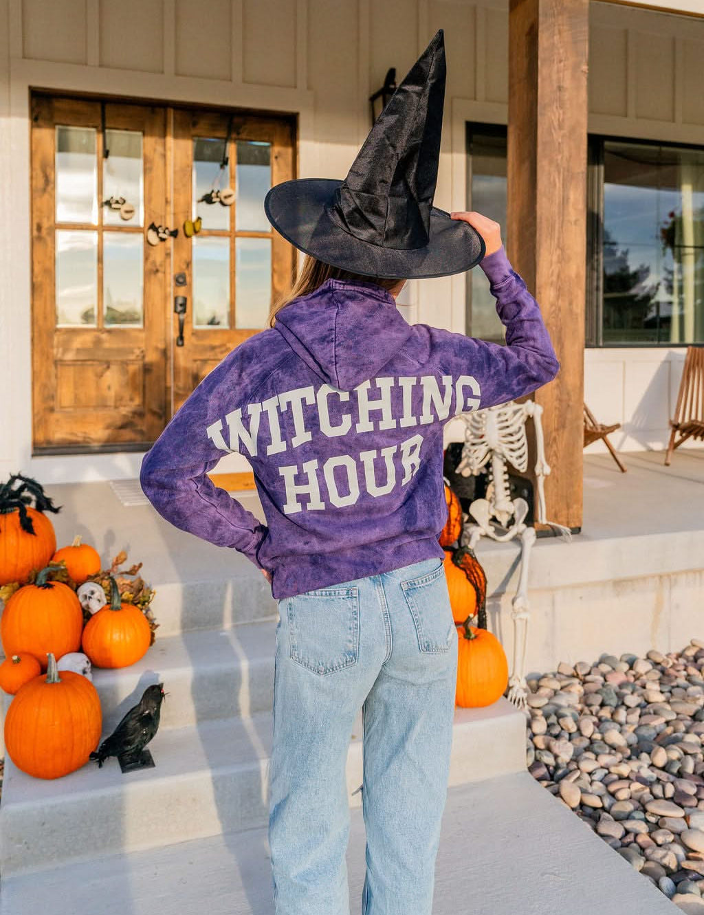 Witching Hour Halloween Vintage Hoodie | Women's Spooky Sweatshirt Little Mama Shirt Shop LLC