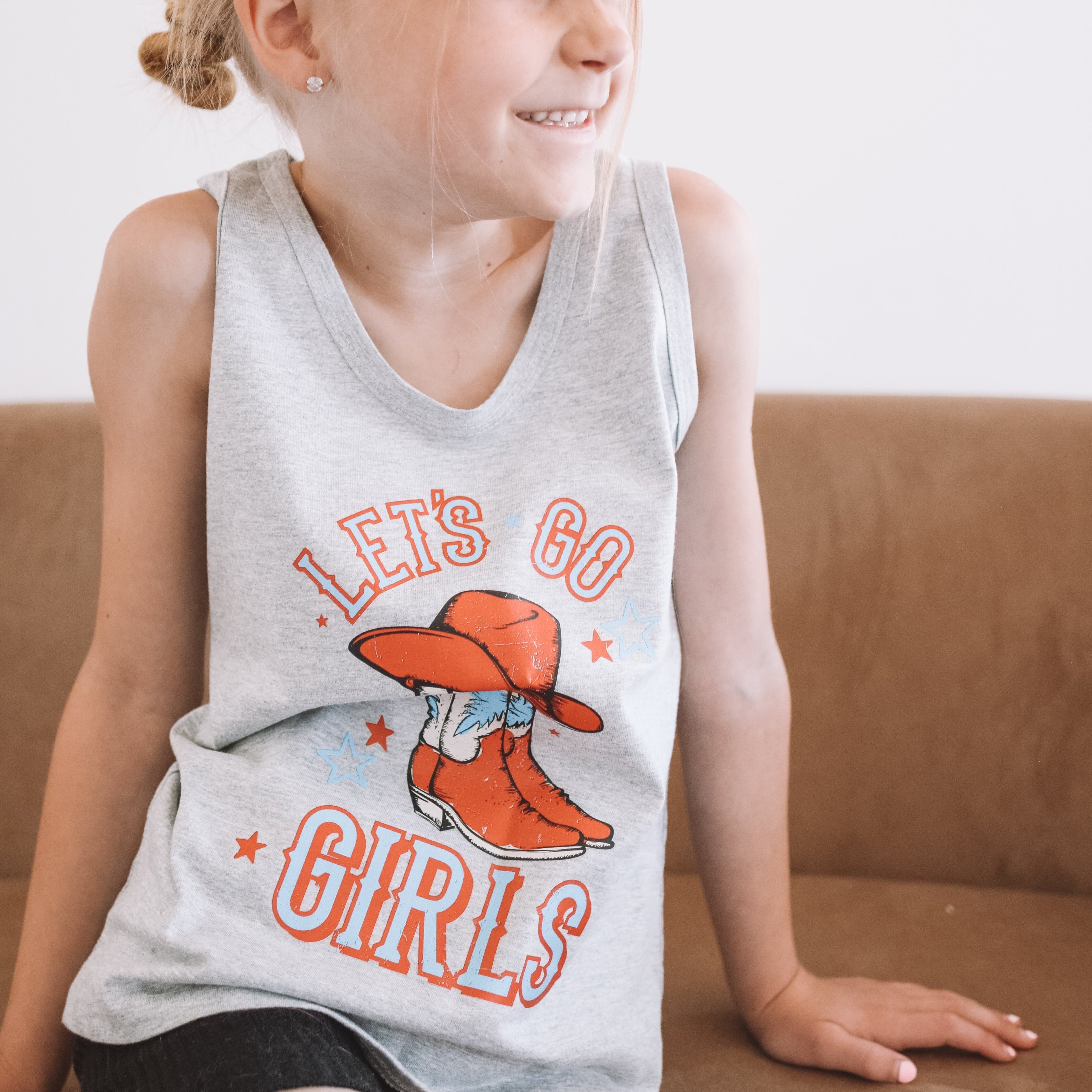 Patriotic Cowgirl - Let's Go Girls - Child Jersey TANK Little Mama Shirt Shop