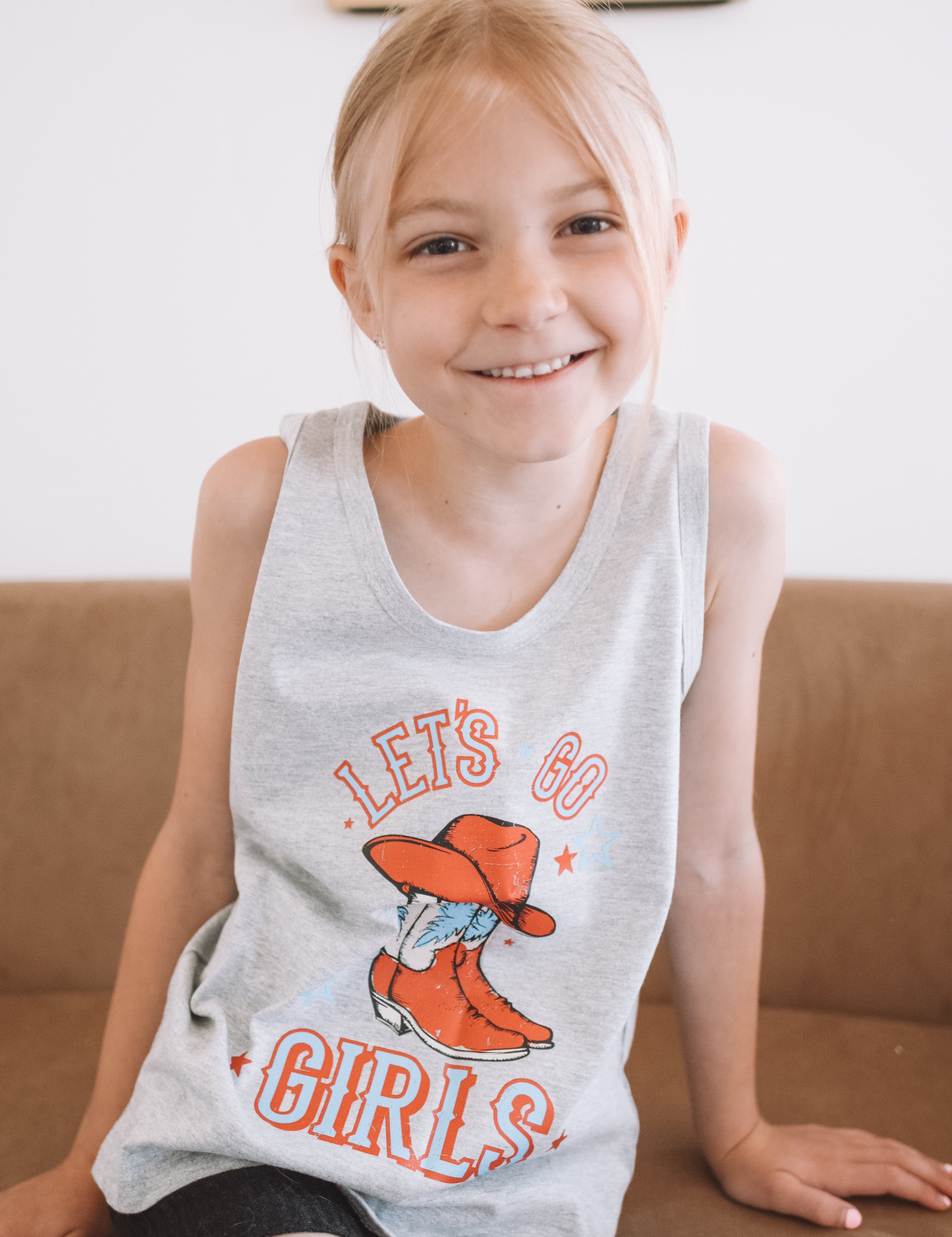 Patriotic Cowgirl - Let's Go Girls - Child Jersey TANK Little Mama Shirt Shop