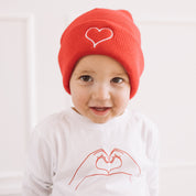 Valentine Heart Outline - Child Beanie Little Mama Shirt Shop LLC