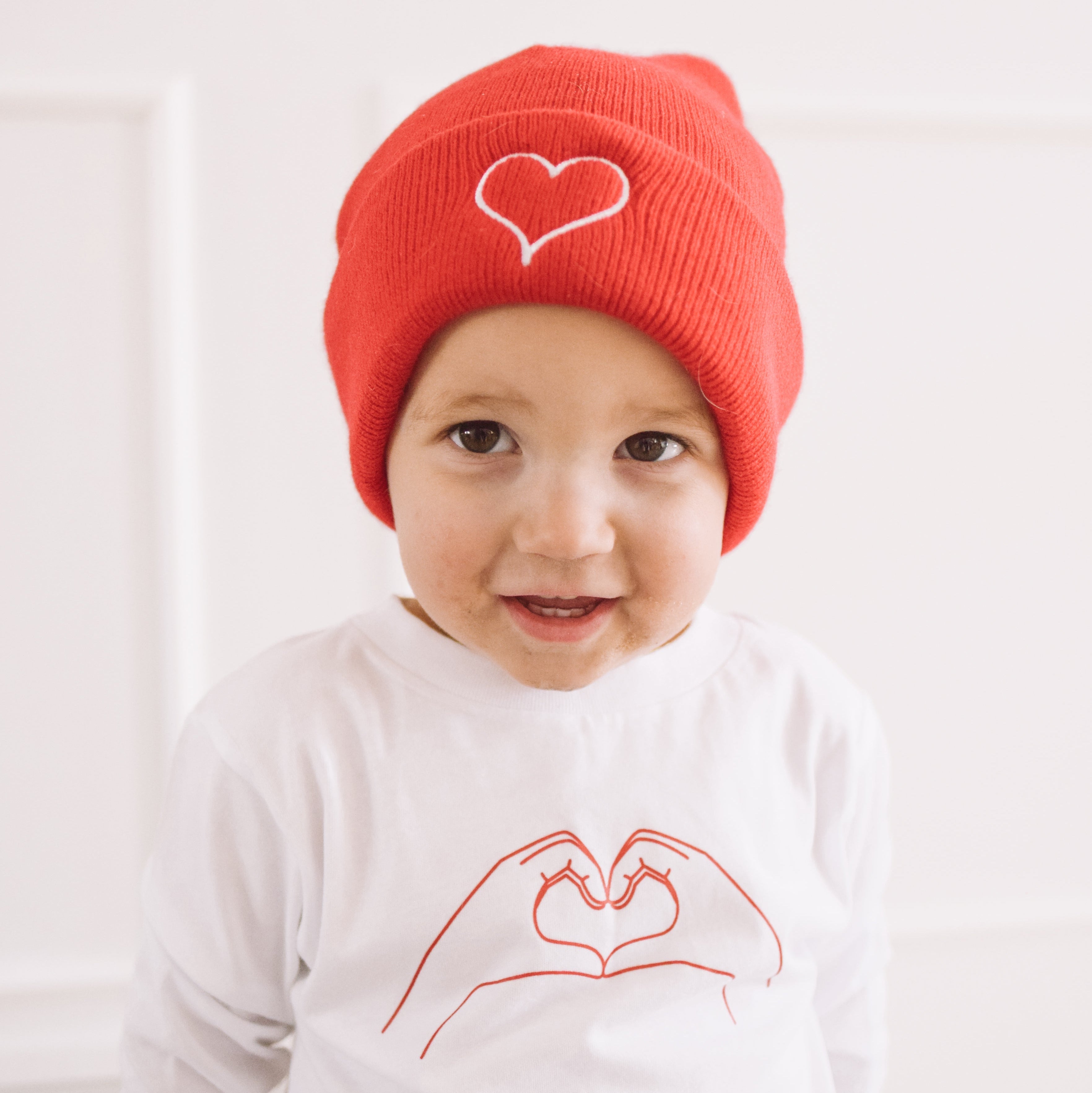 Valentine Heart Outline - Child Beanie Little Mama Shirt Shop LLC
