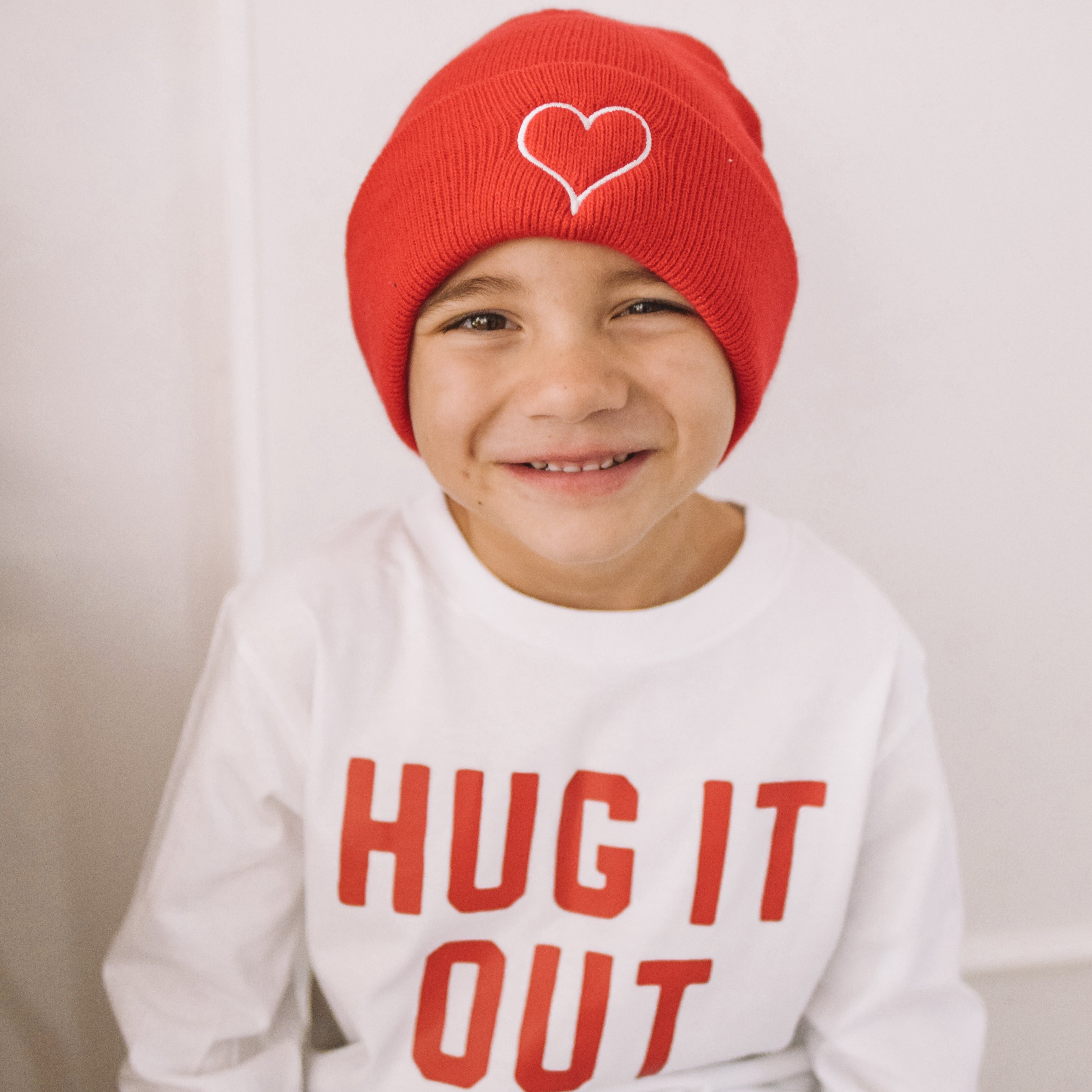 Valentine Heart Outline - Child Beanie Little Mama Shirt Shop LLC