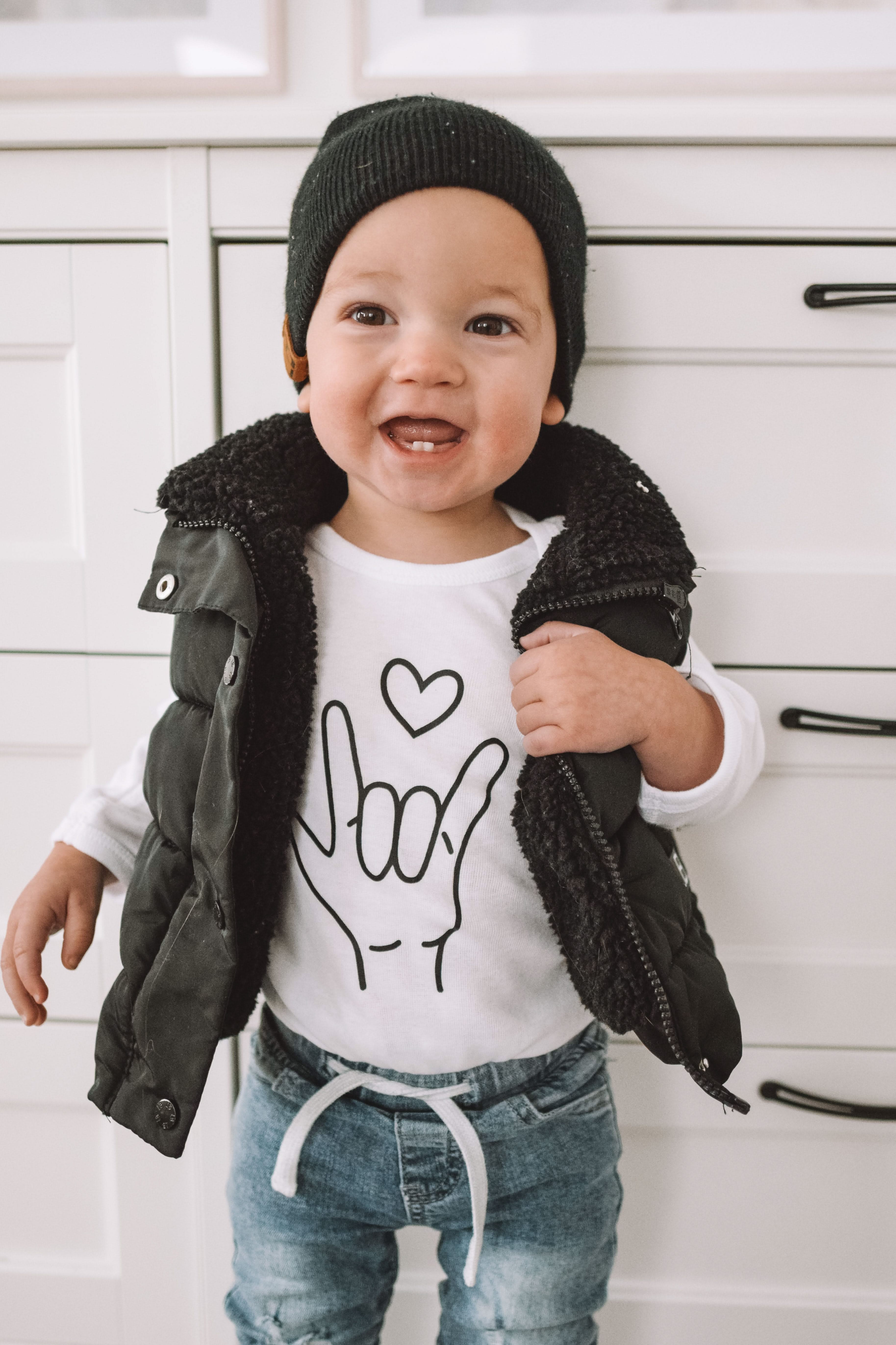 Sign Language - I Love You - Child LONG SLEEVE Tee Little Mama Shirt Shop