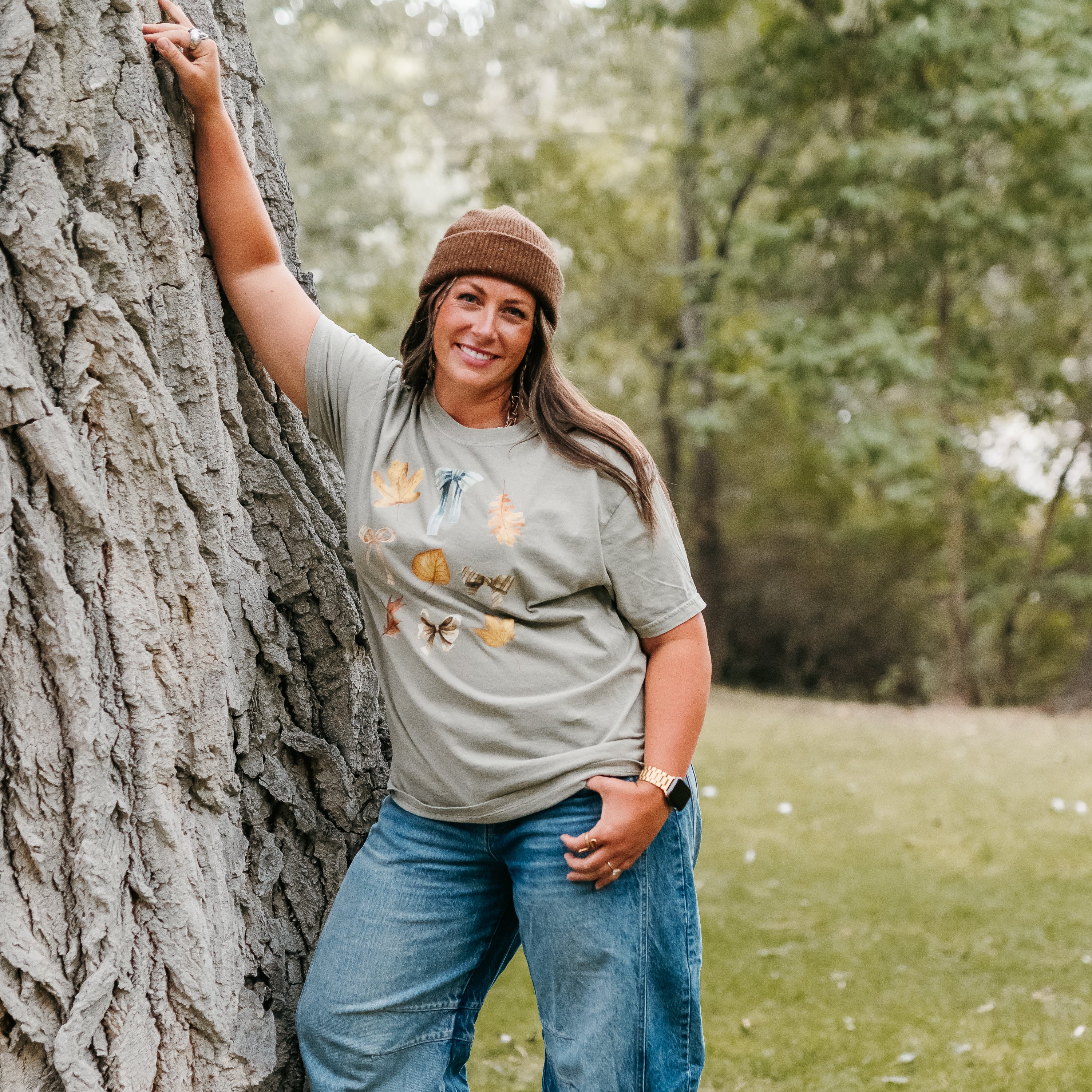 Dainty Bows and Leaves - Short Sleeve Comfort Colors Tee Little Mama Shirt Shop