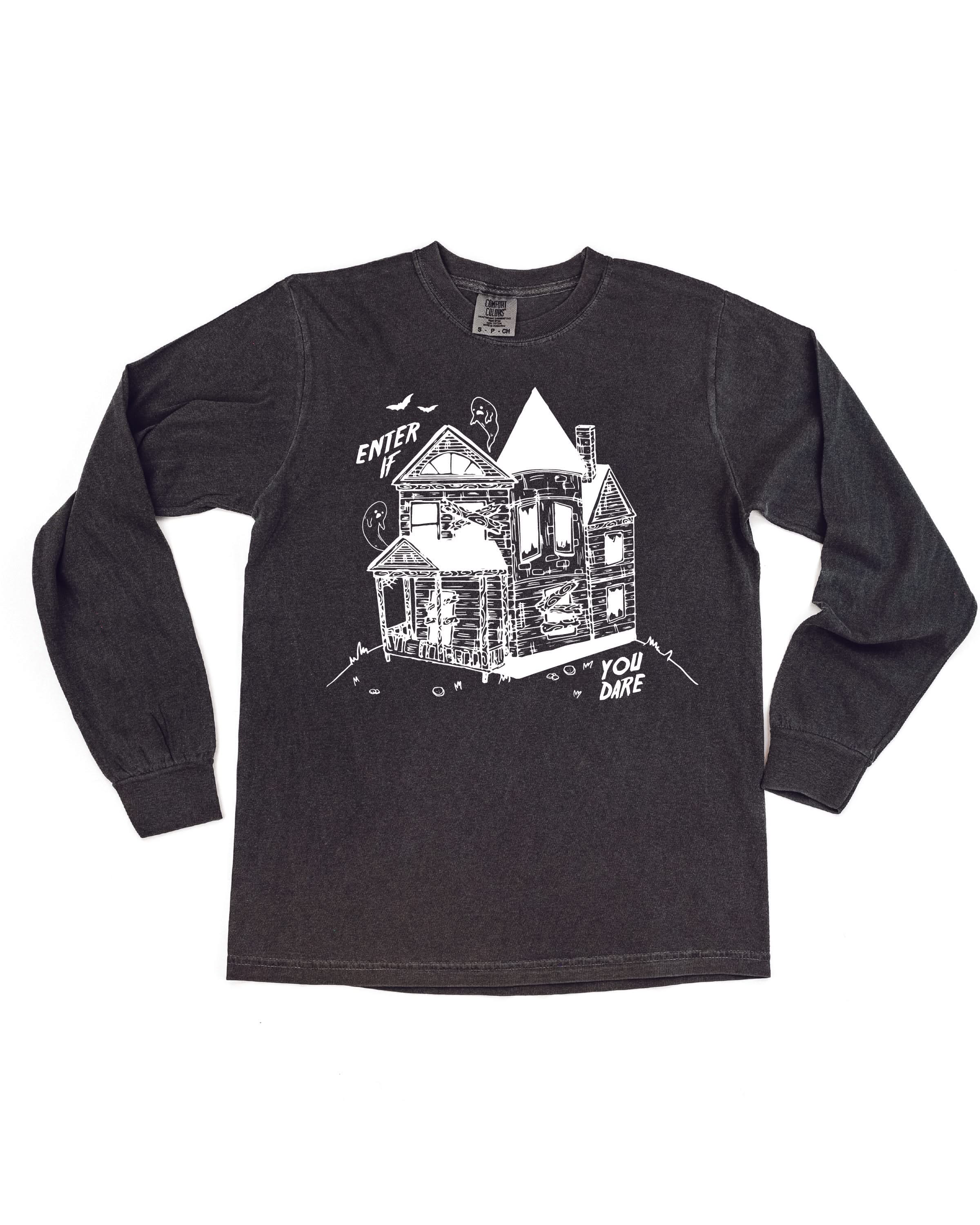 Enter If You Dare - Long Sleeve Comfort Colors Tee Little Mama Shirt Shop