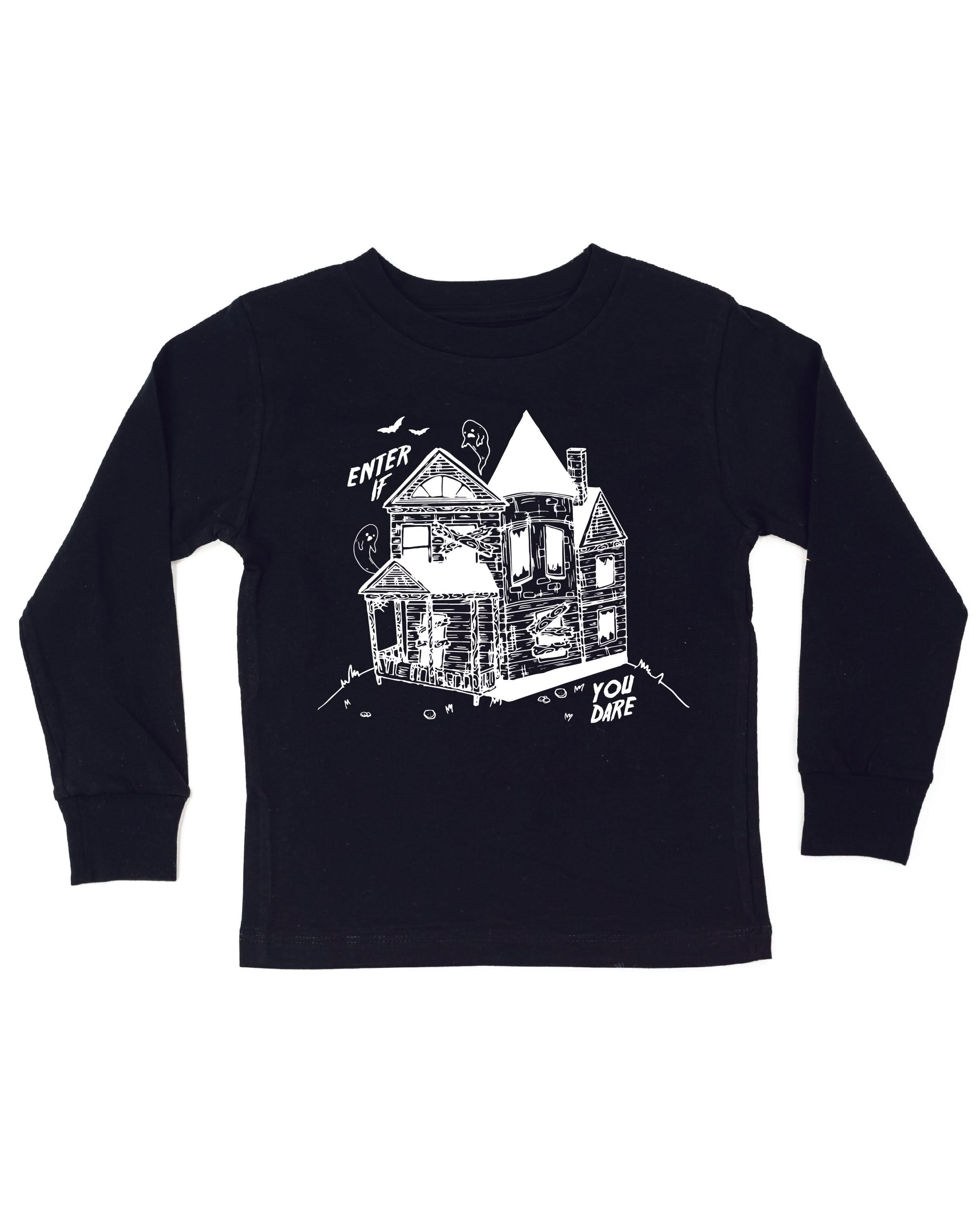 Enter If You Dare - Black Child Long Sleeve Tee Little Mama Shirt Shop