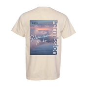 Ivory comfort colors tee with permission to be cloud graphic on back, seen on flat lay - Little Mama Shirt Shop