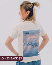 Ivory comfort colors tee with permission to be cloud graphic on back, seen on model - Little Mama Shirt Shop