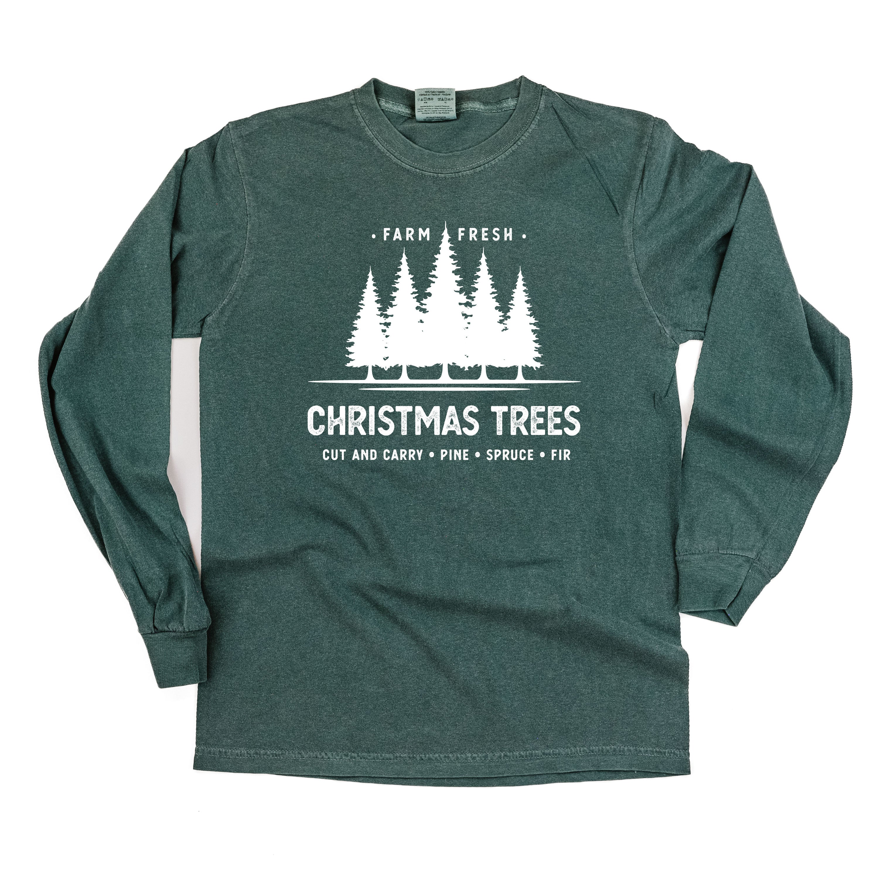 Farm Fresh Christmas Trees - LONG SLEEVE Comfort Colors Tee Little Mama Shirt Shop