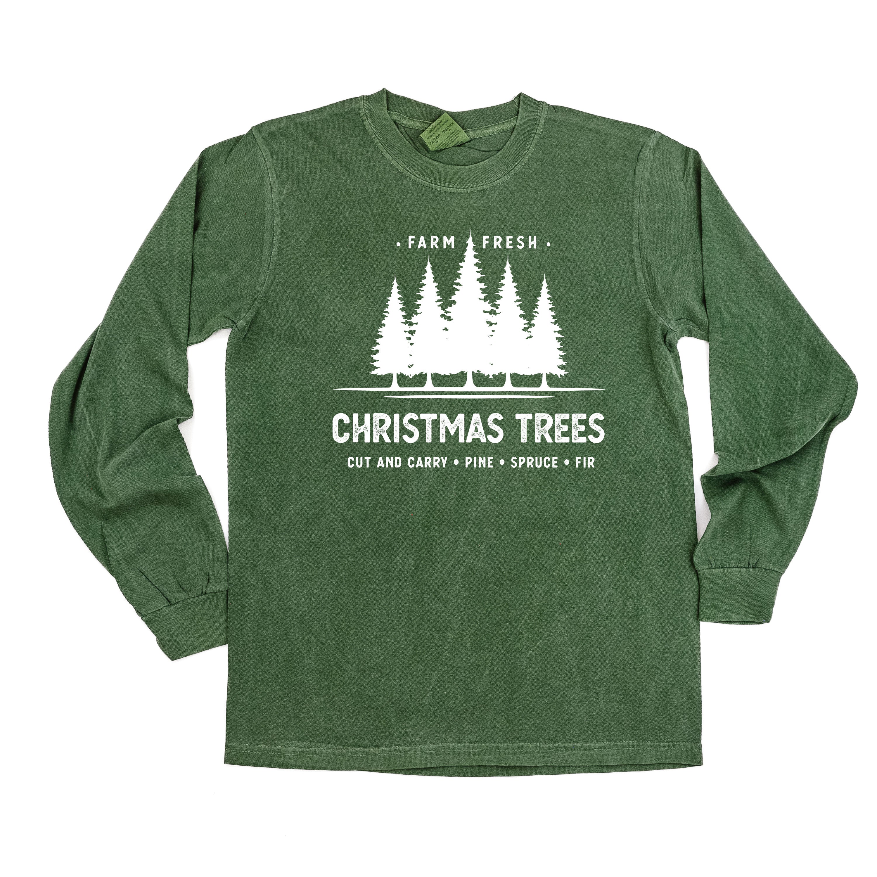Farm Fresh Christmas Trees - LONG SLEEVE Comfort Colors Tee Little Mama Shirt Shop