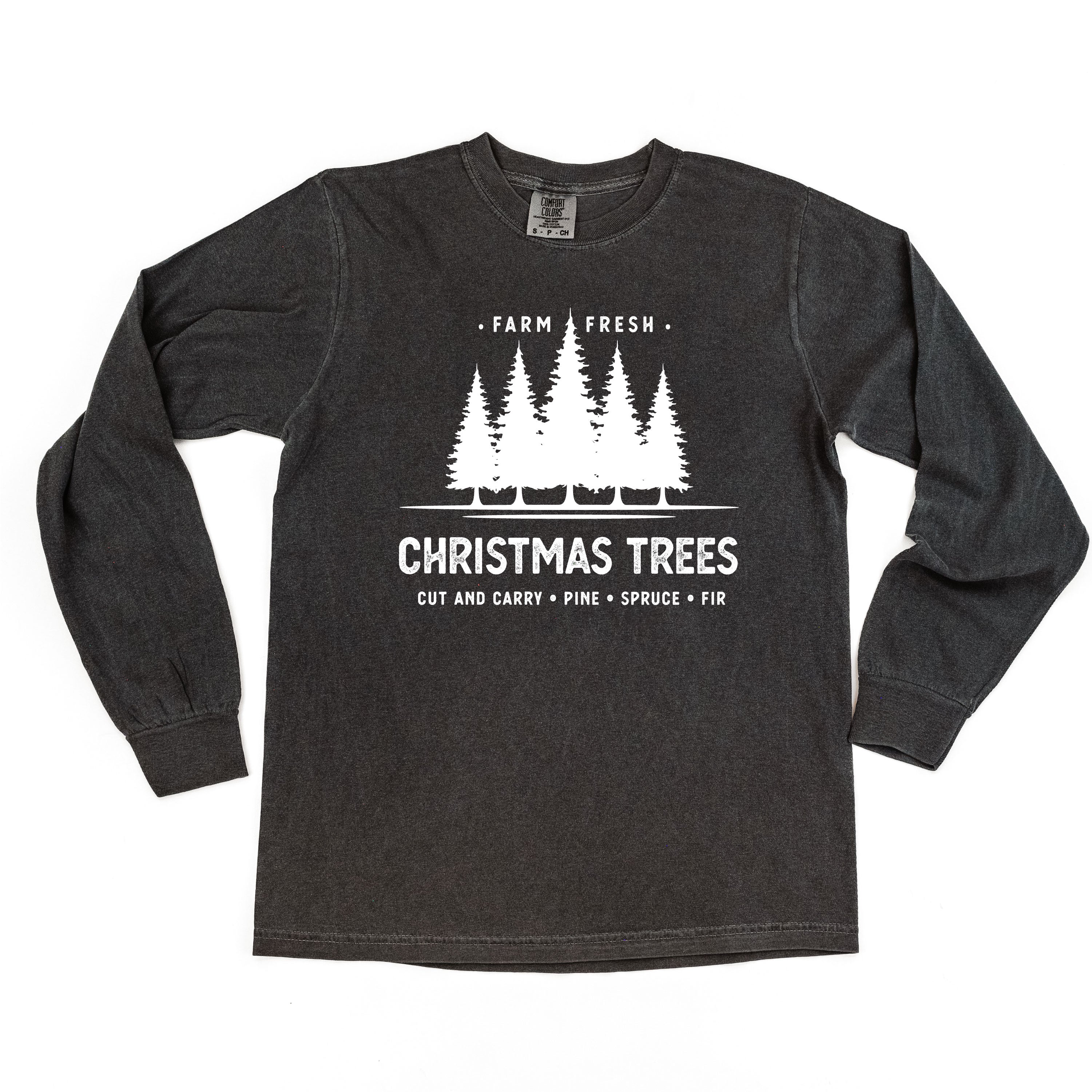 Farm Fresh Christmas Trees - LONG SLEEVE Comfort Colors Tee Little Mama Shirt Shop