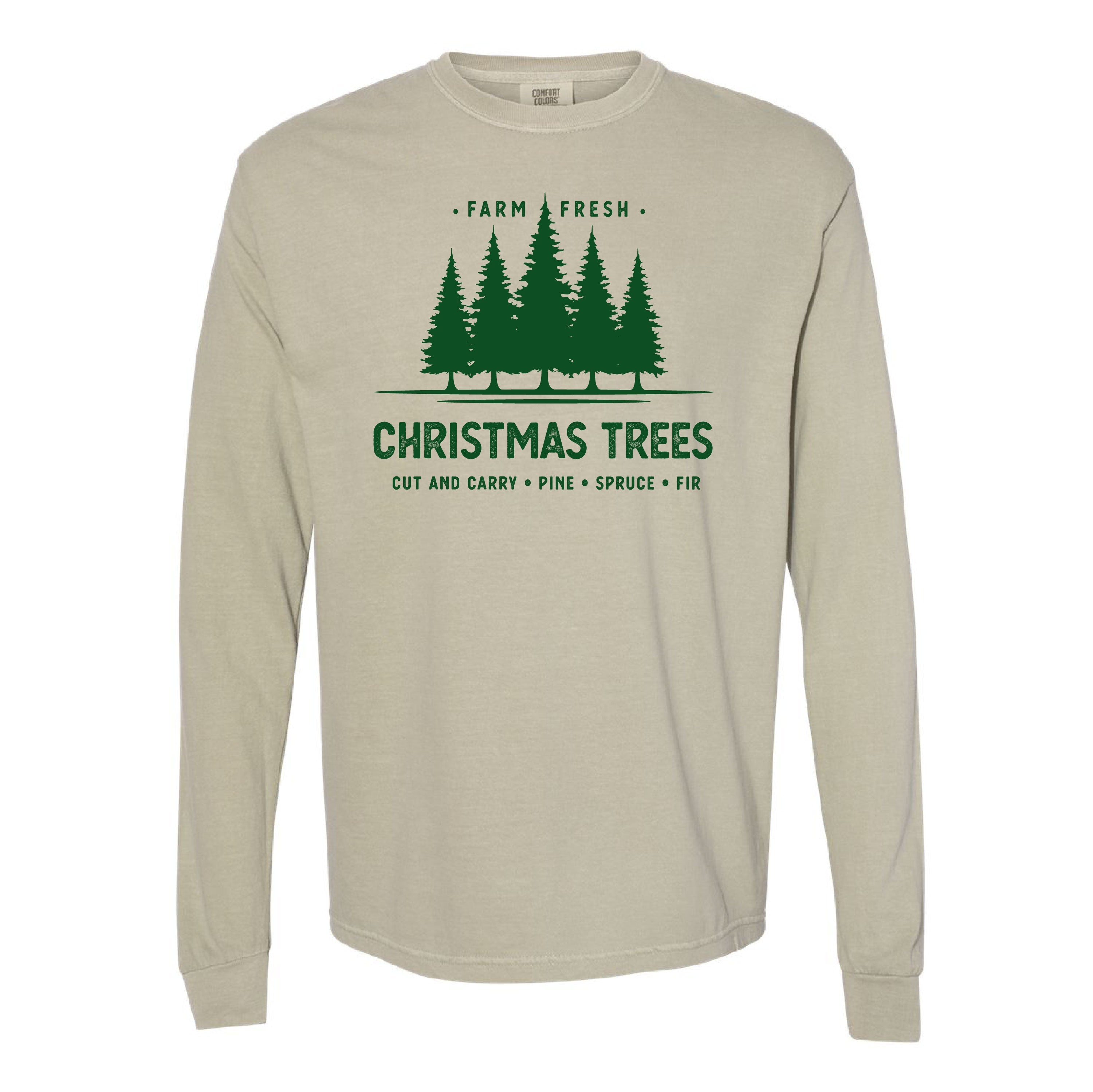 Farm Fresh Christmas Trees - LONG SLEEVE Comfort Colors Tee Little Mama Shirt Shop