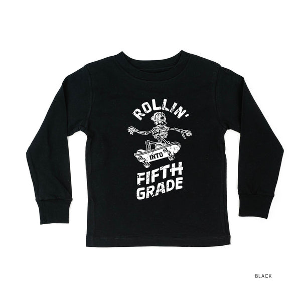 Skateboarding Skelly - Rollin' into Fifth Grade - Long Sleeve Child Shirt