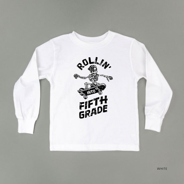 Skateboarding Skelly - Rollin' into Fifth Grade - Long Sleeve Child Shirt