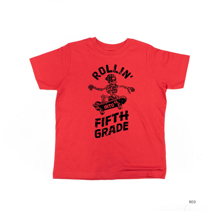 Skateboarding Skelly - Rollin' into Fifth Grade - Short Sleeve Child Shirt