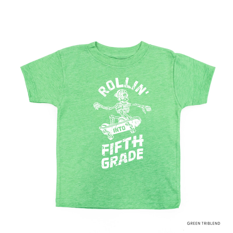 Skateboarding Skelly - Rollin' into Fifth Grade - Short Sleeve Child Shirt
