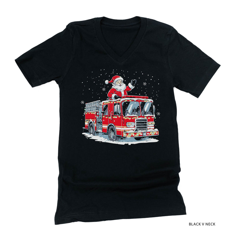 Firetruck Santa - Black Unisex Tee