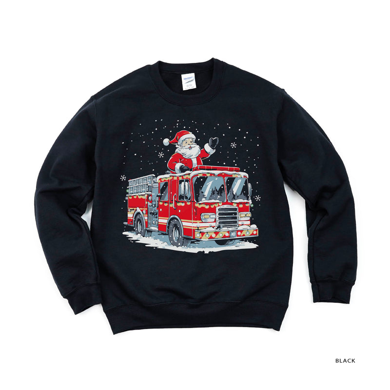 Firetruck Santa - Black BASIC Fleece