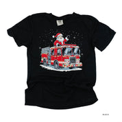 Firetruck Santa - Comfort Colors Tee Little Mama Shirt Shop