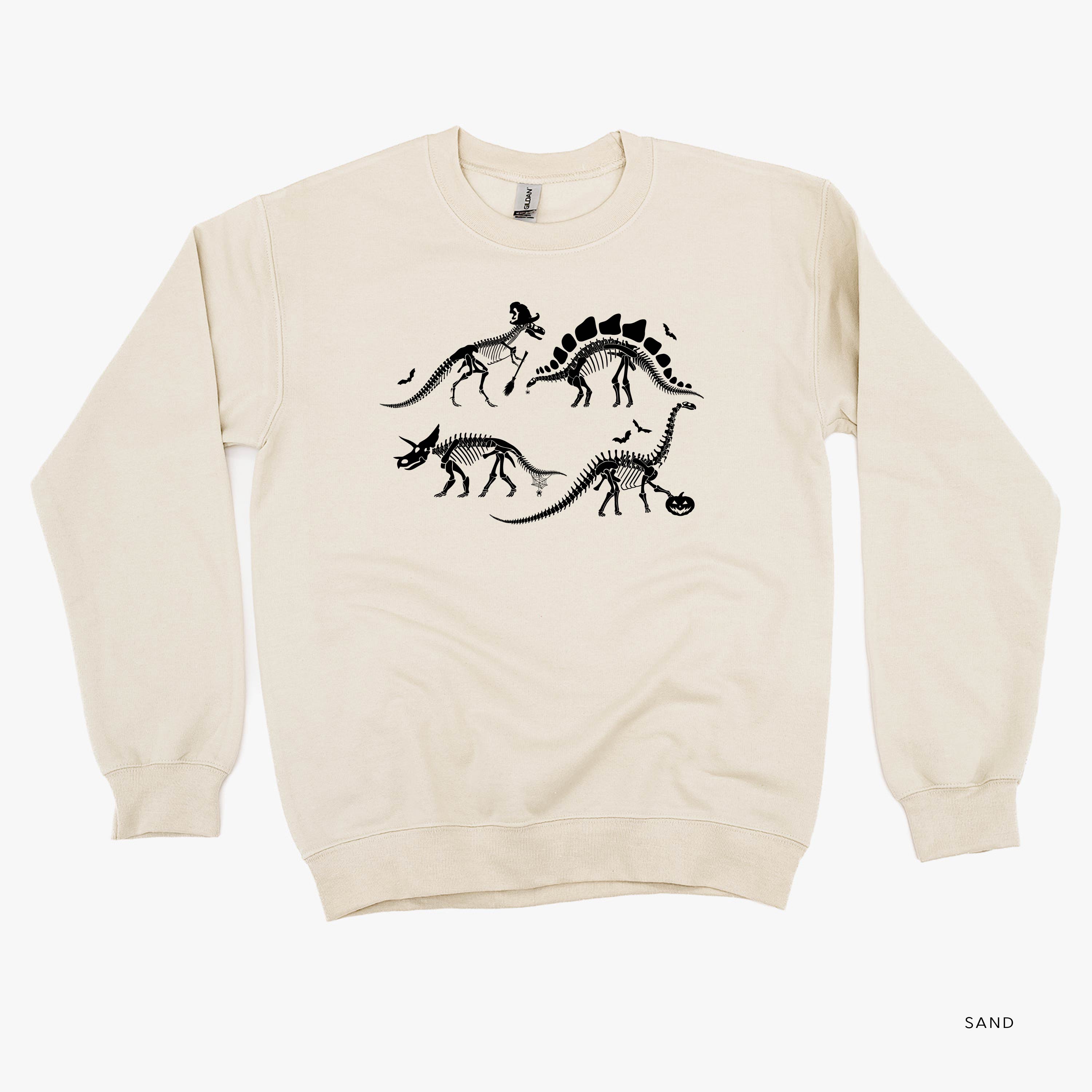 Four Dinosaur Skeletons - Basic Fleece Crewneck Little Mama Shirt Shop LLC