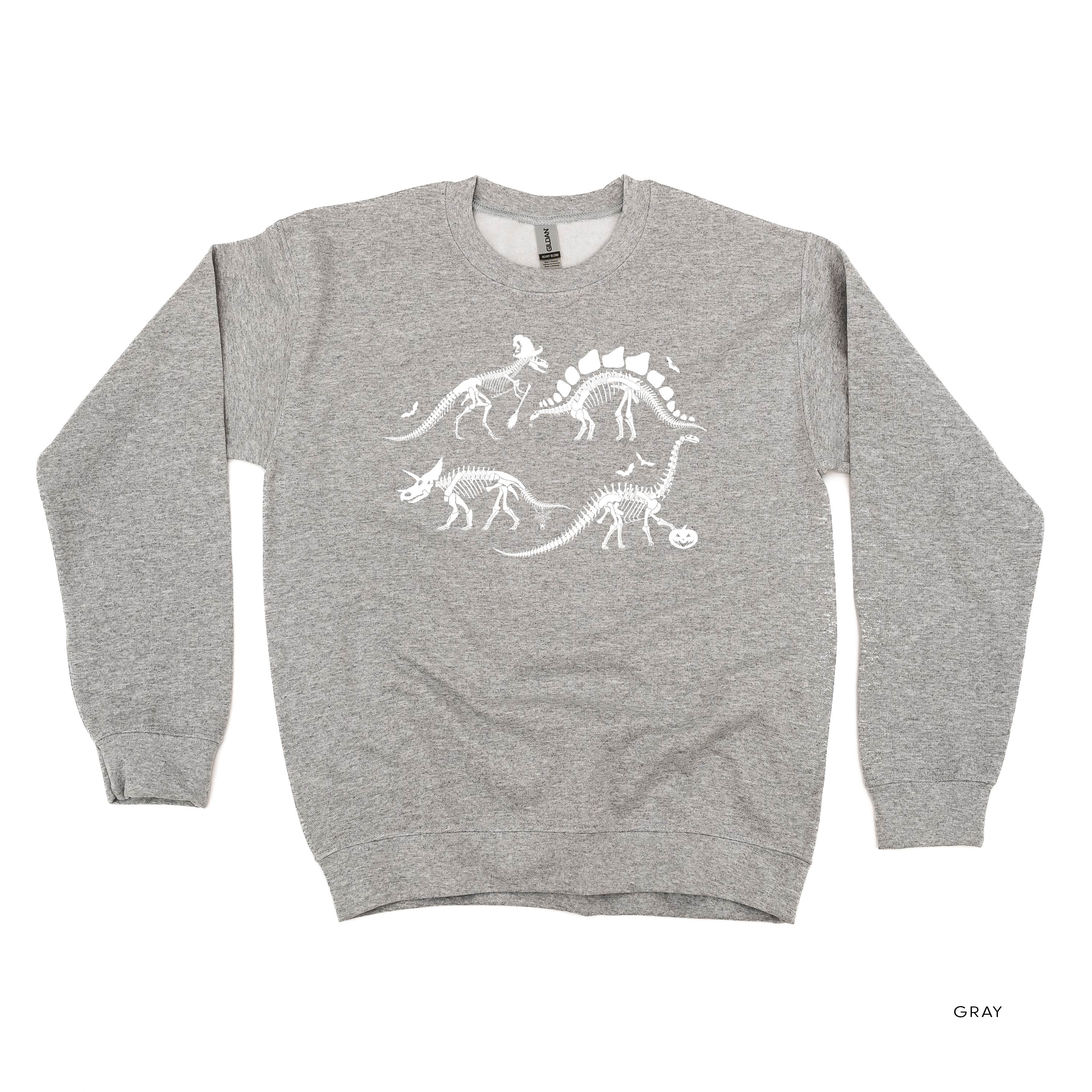 Four Dinosaur Skeletons - Basic Fleece Crewneck Little Mama Shirt Shop LLC