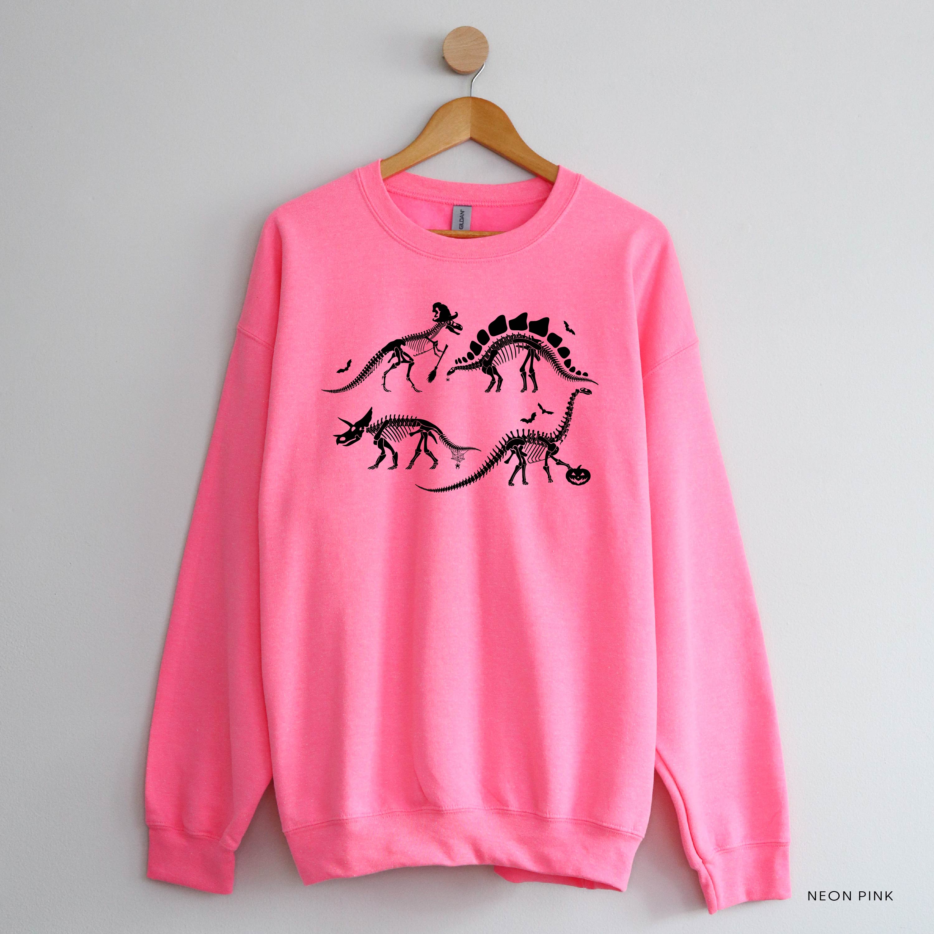 Four Dinosaur Skeletons - Basic Fleece Crewneck Little Mama Shirt Shop LLC
