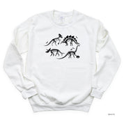 Four Dinosaur Skeletons - Basic Fleece Crewneck Little Mama Shirt Shop LLC