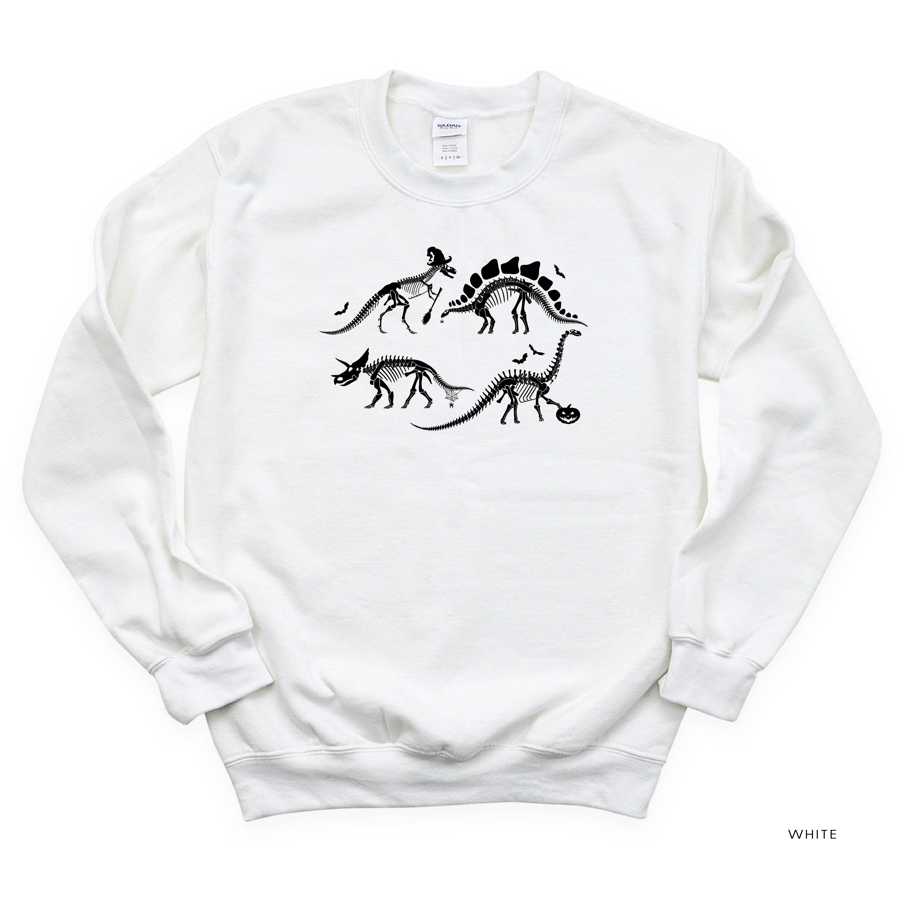 Four Dinosaur Skeletons - Basic Fleece Crewneck Little Mama Shirt Shop LLC