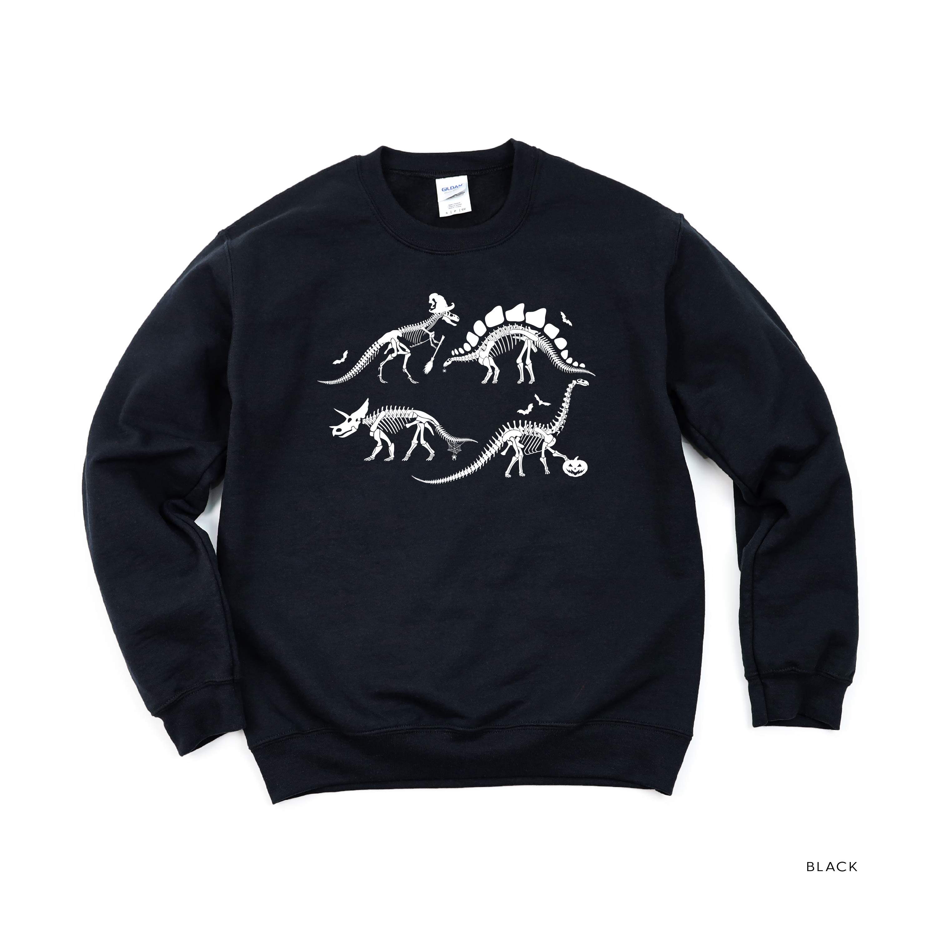 Four Dinosaur Skeletons - Basic Fleece Crewneck Little Mama Shirt Shop LLC