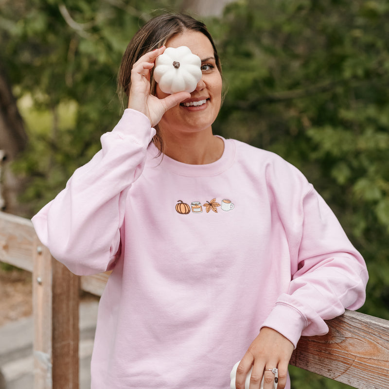 Embroidered Basic Fleece Crewneck - Four Fall Favorites