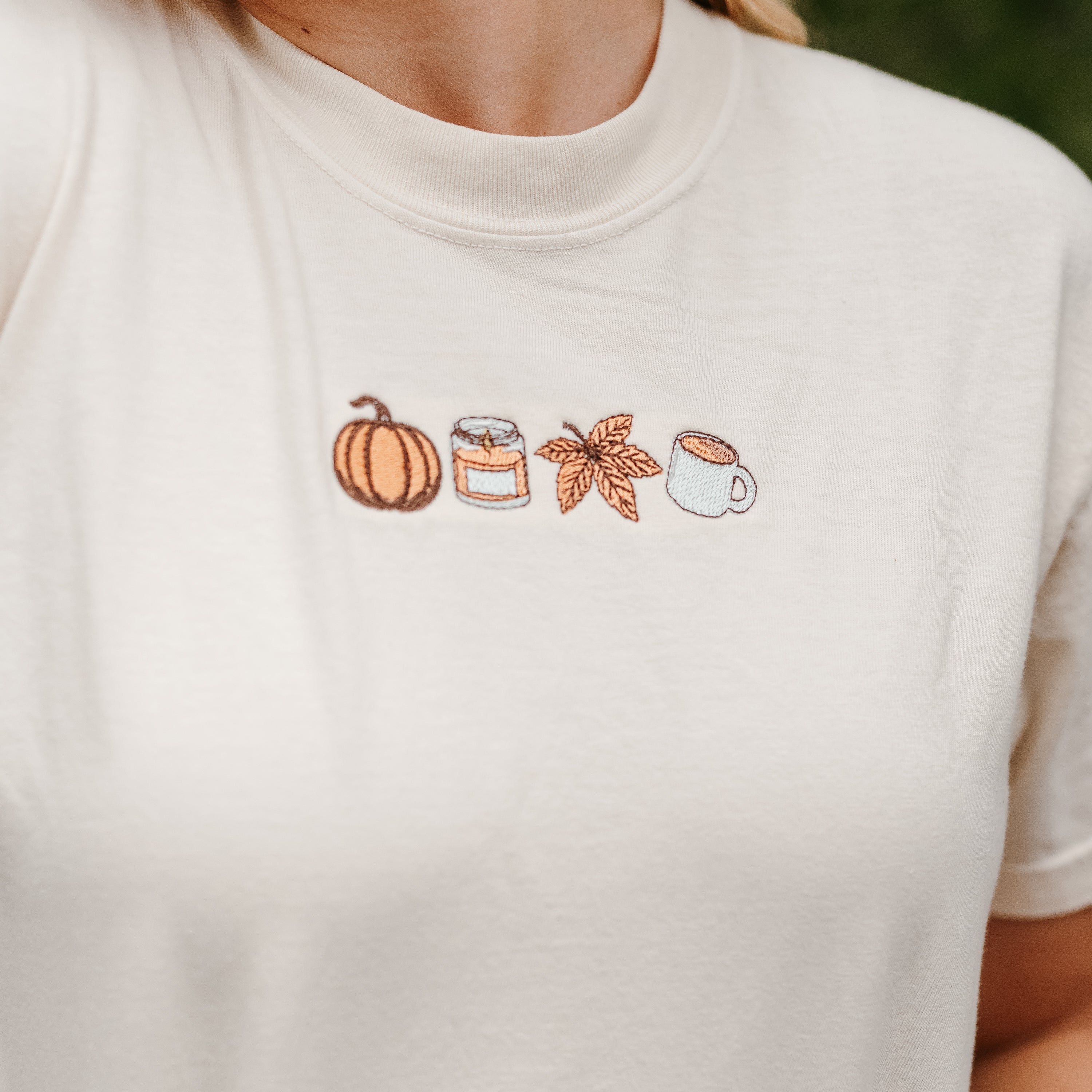 Embroidered Short Sleeve Comfort Colors Tee - Four Fall Favorites Little Mama Shirt Shop