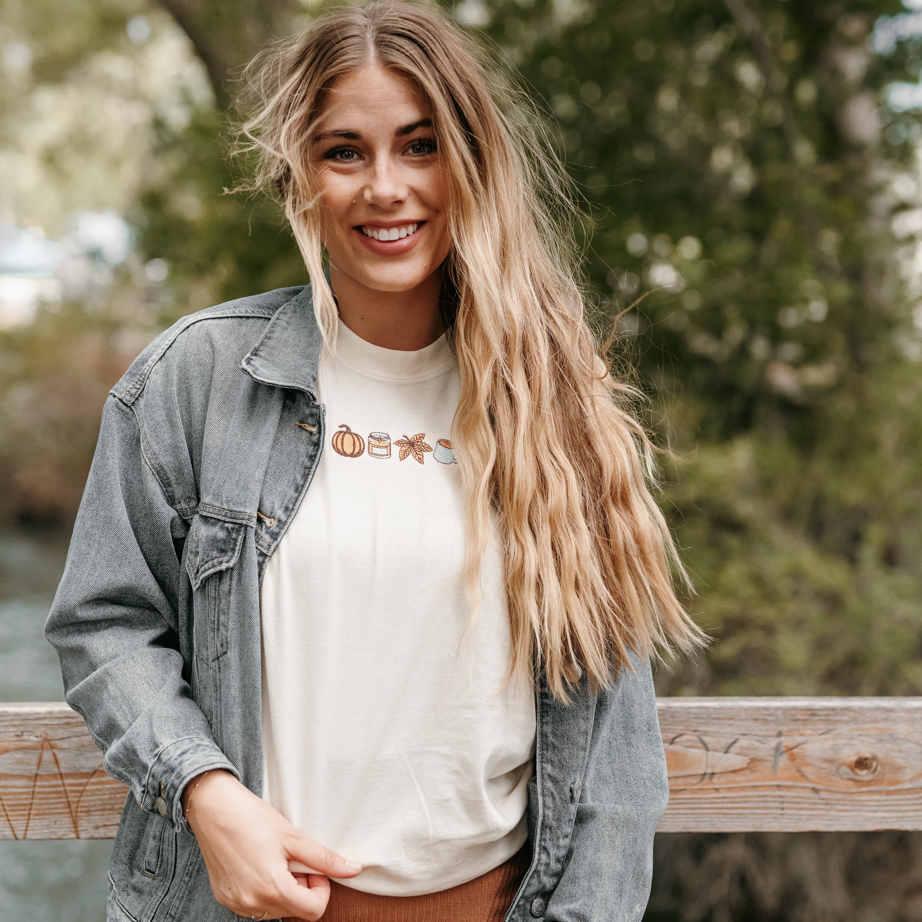 Embroidered Short Sleeve Comfort Colors Tee - Four Fall Favorites Little Mama Shirt Shop