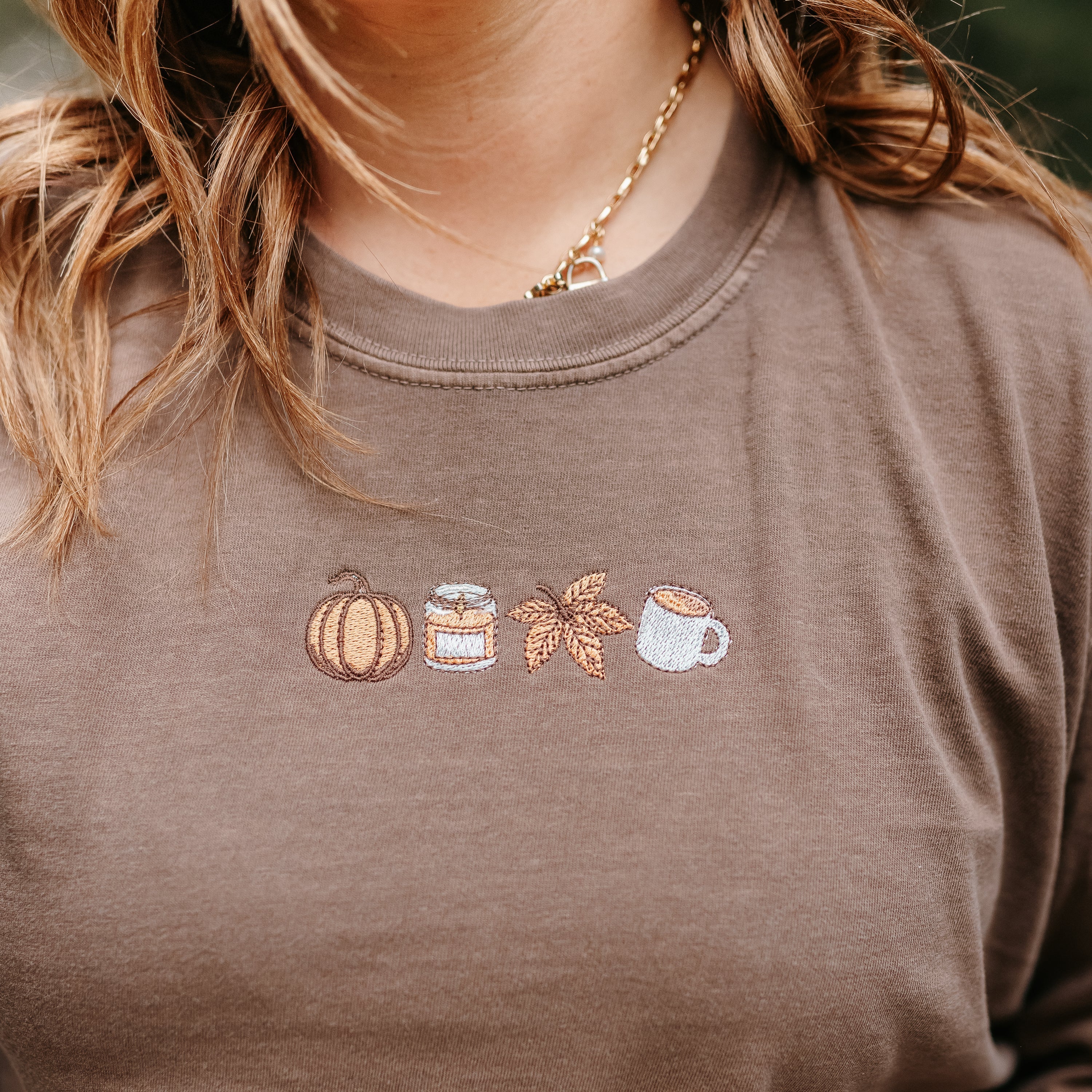 Embroidered Long Sleeve Comfort Colors Tee - Four Fall Favorites Little Mama Shirt Shop