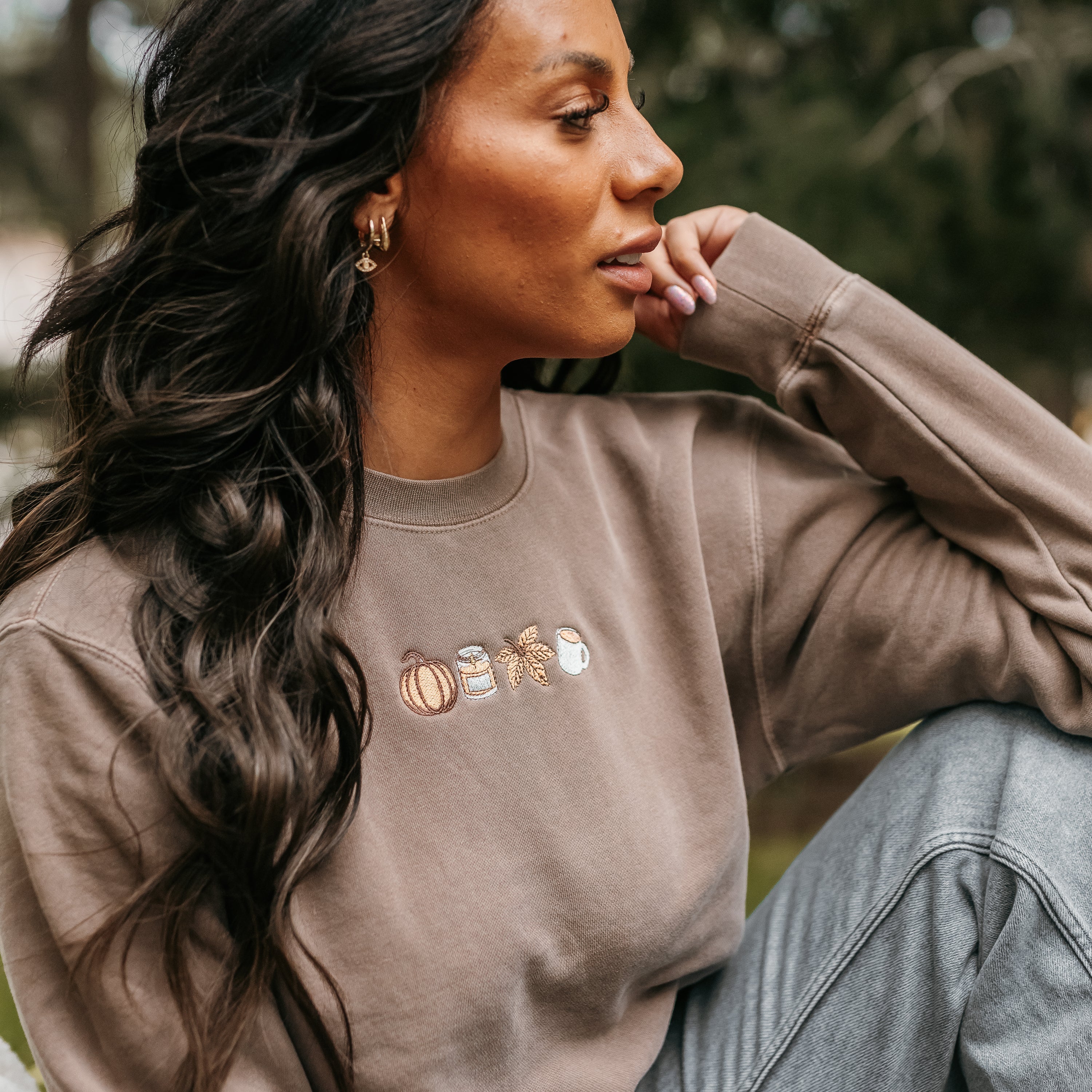 Embroidered PIGMENT Crewneck - Four Fall Favorites Little Mama Shirt Shop LLC