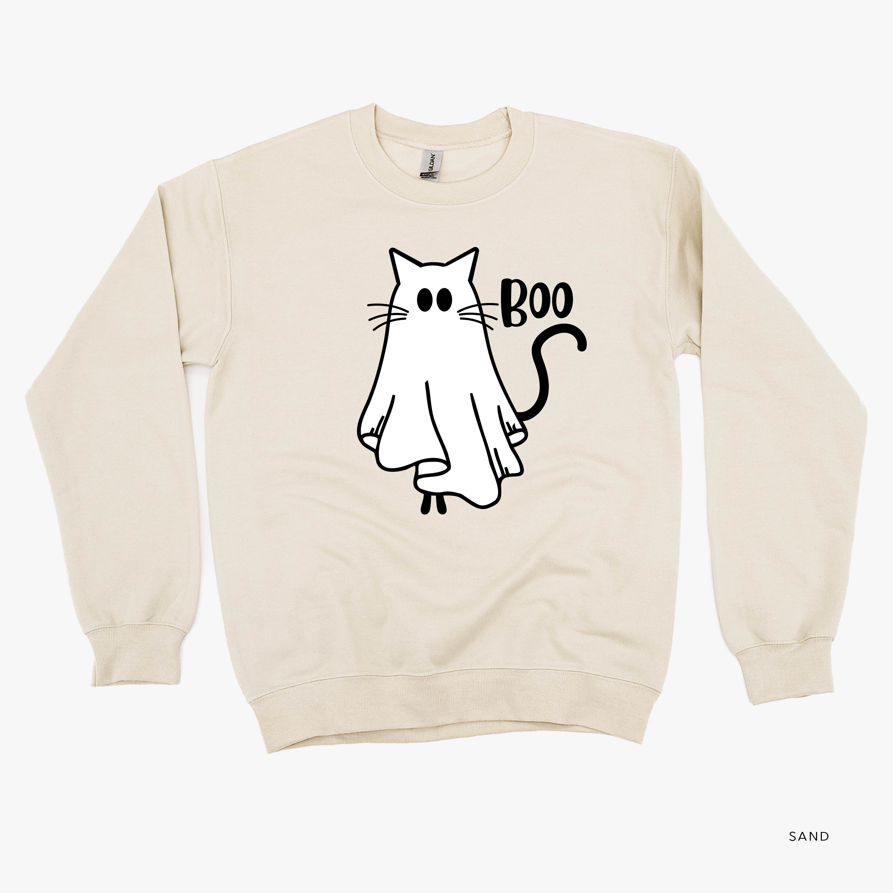 Ghost Kitty - Basic Fleece Crewneck Little Mama Shirt Shop LLC