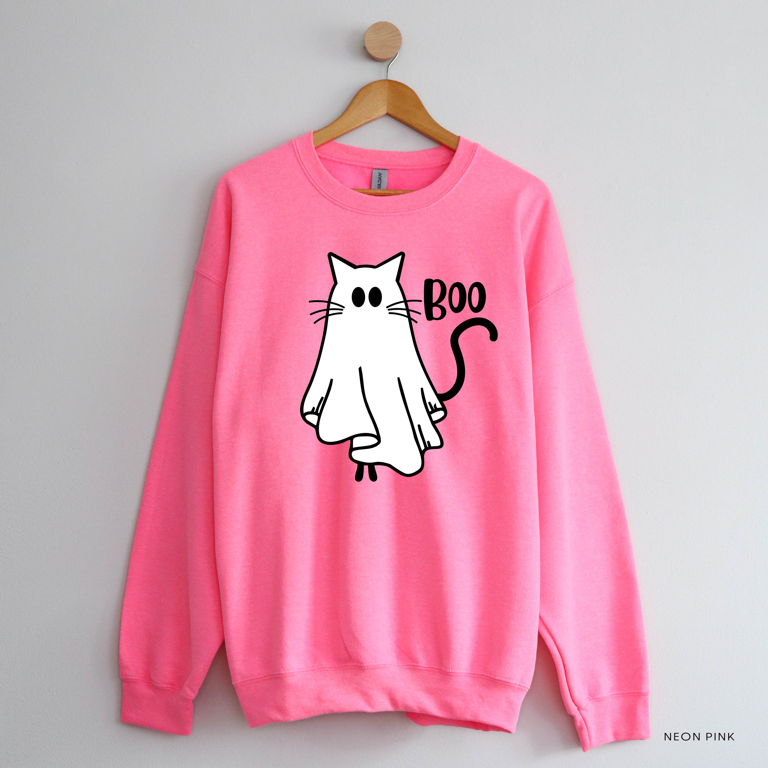 Ghost Kitty - Basic Fleece Crewneck Little Mama Shirt Shop LLC