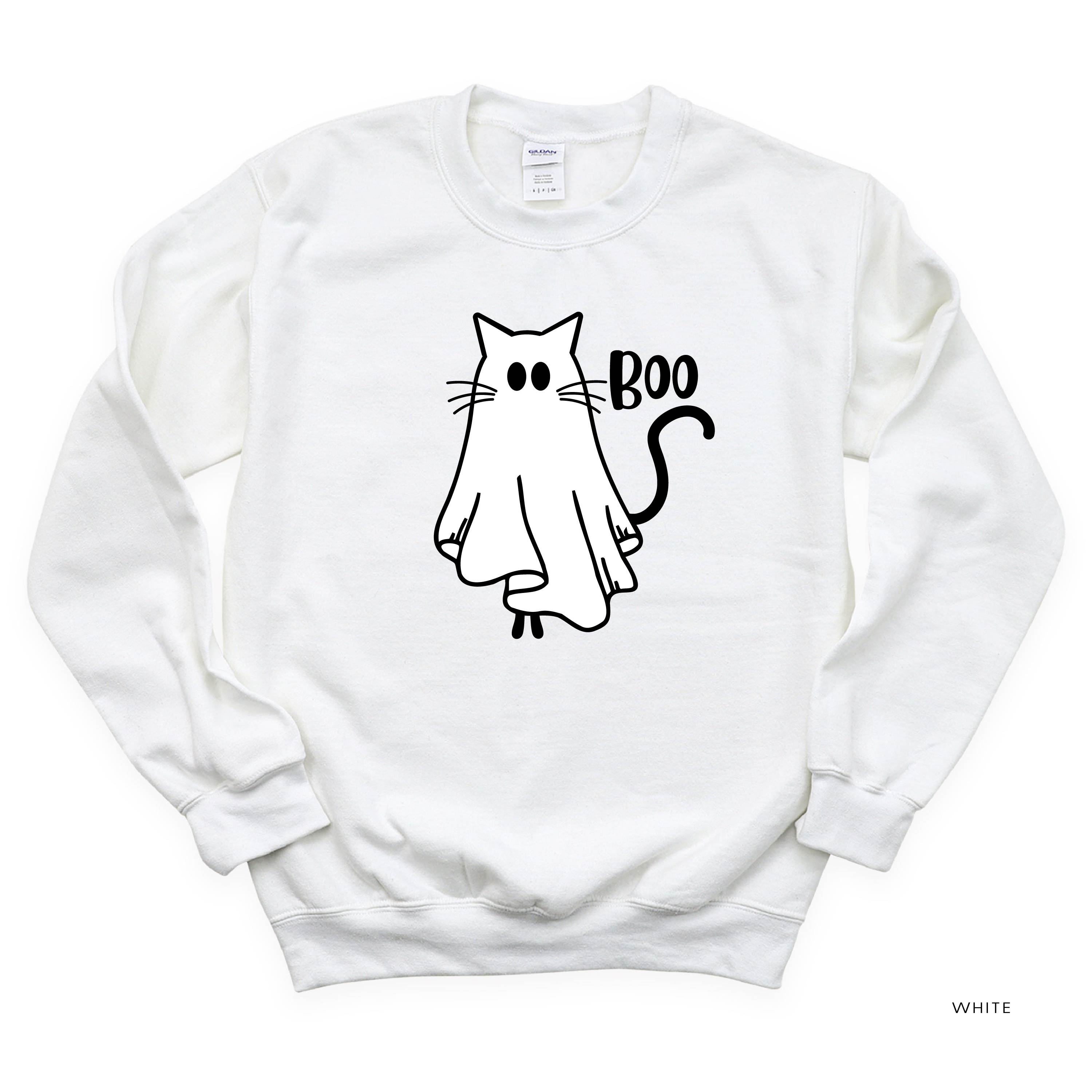 Ghost Kitty - Basic Fleece Crewneck Little Mama Shirt Shop LLC