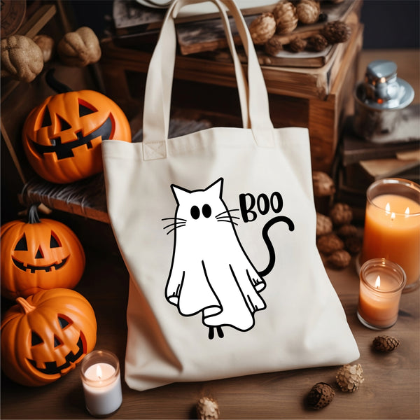 Trick or Treat Tote - Ghost Kitty