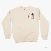 Ghosty Girls - POCKET DESIGN - Basic Fleece Crewneck Little Mama Shirt Shop LLC