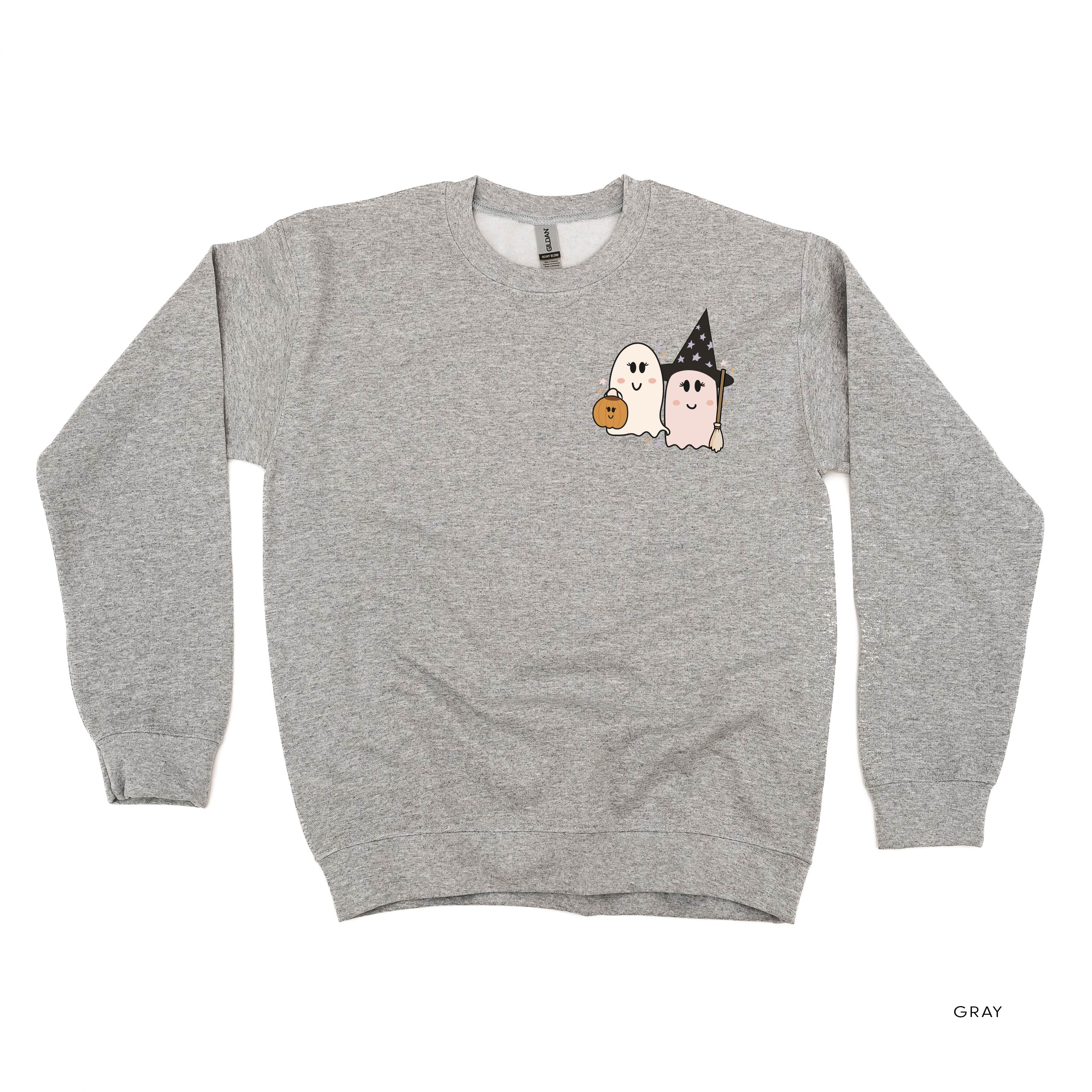 Ghosty Girls - POCKET DESIGN - Basic Fleece Crewneck Little Mama Shirt Shop LLC