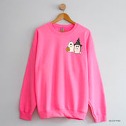 Ghosty Girls - POCKET DESIGN - Basic Fleece Crewneck Little Mama Shirt Shop LLC