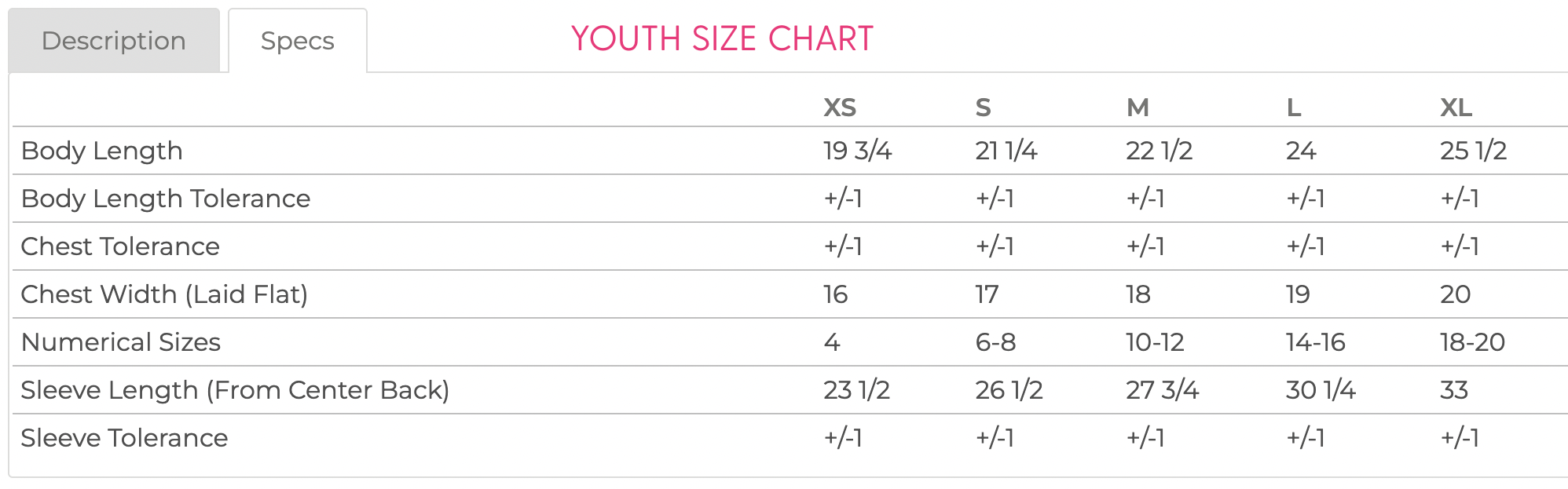 Child sweater size chart with sizes XS - XL shown in inches – Little Mama Shirt Sho