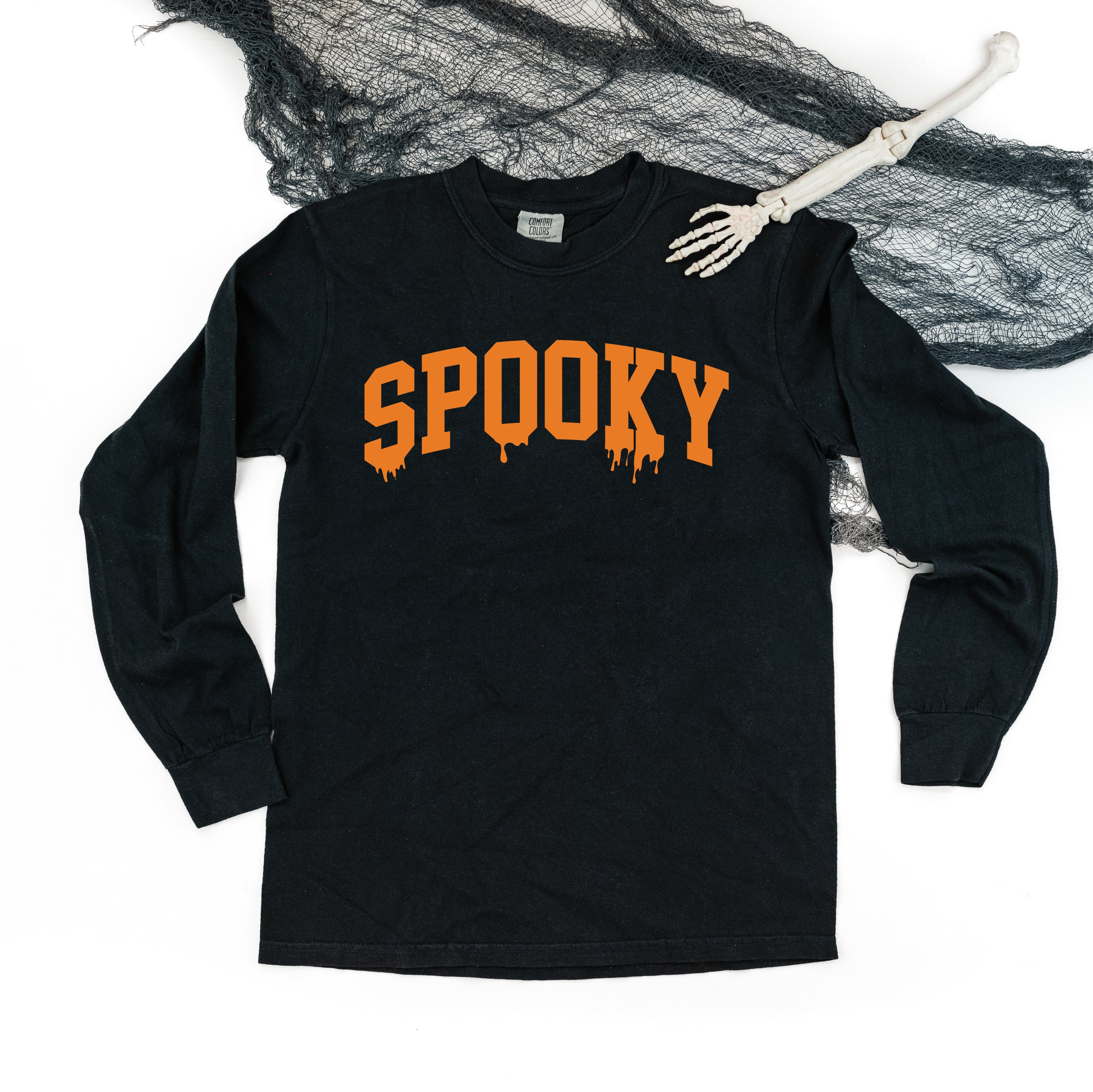 Spooky (Dripping) - Long Sleeve Comfort Colors Tee Little Mama Shirt Shop