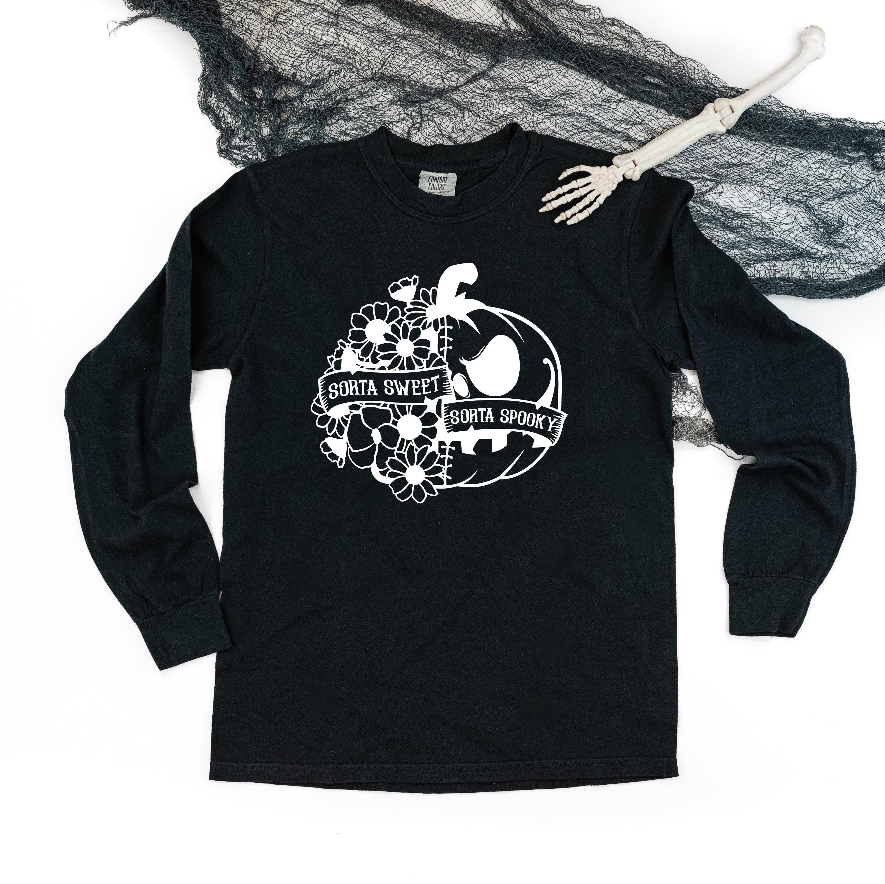 Sorta Sweet Sorta Spooky - Long Sleeve Comfort Colors Tee Little Mama Shirt Shop
