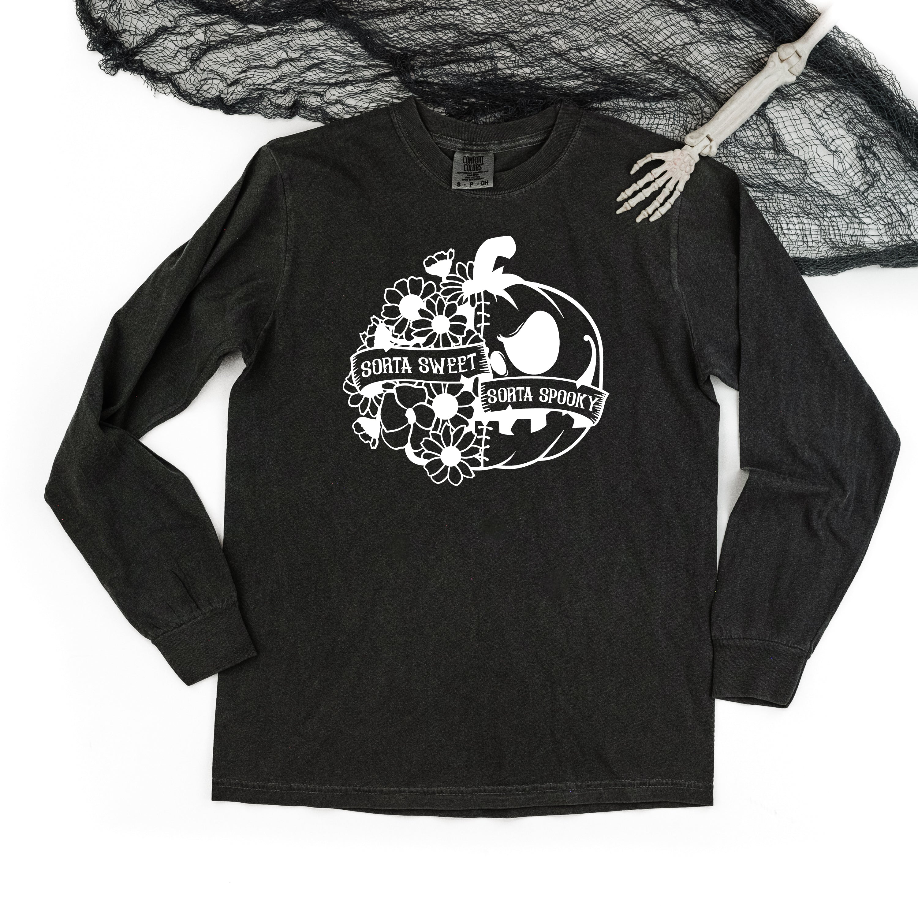 Sorta Sweet Sorta Spooky - Long Sleeve Comfort Colors Tee Little Mama Shirt Shop