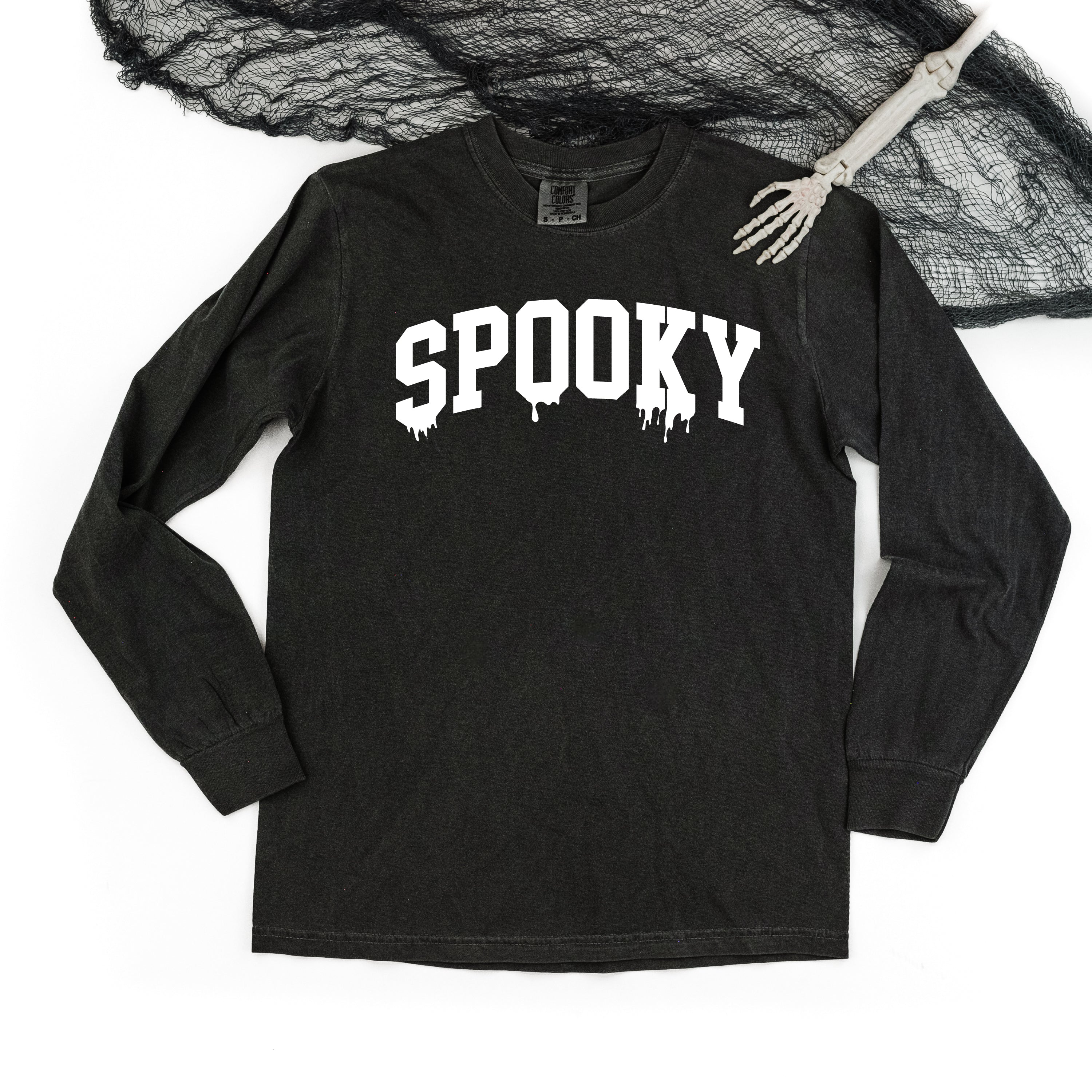 Spooky (Dripping) - Long Sleeve Comfort Colors Tee Little Mama Shirt Shop